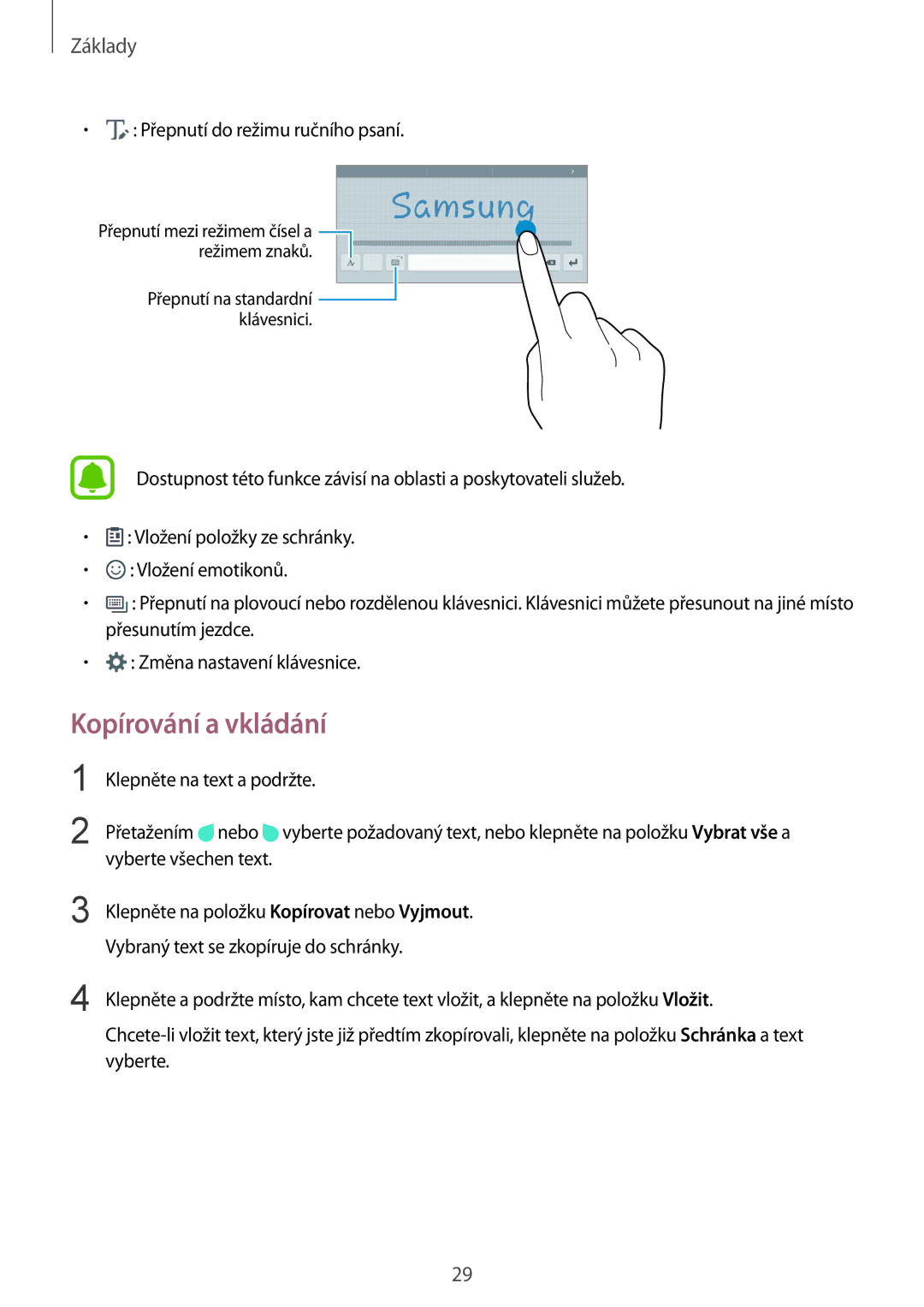 Samsung SM-T810NZWEAUT, SM-T810NZWEXEO, SM-T810NZKEXEO, SM-T810NZKEAUT, SM-T810NZDEAUT, SM-T810NZKFAUT Kopírování a vkládání 