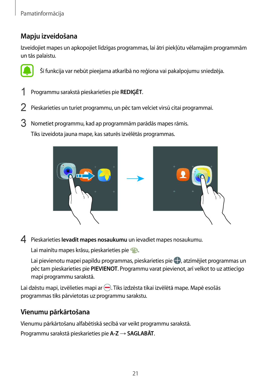 Samsung SM-T813NZWESEB, SM-T813NZKESEB manual Vienumu pārkārtošana 