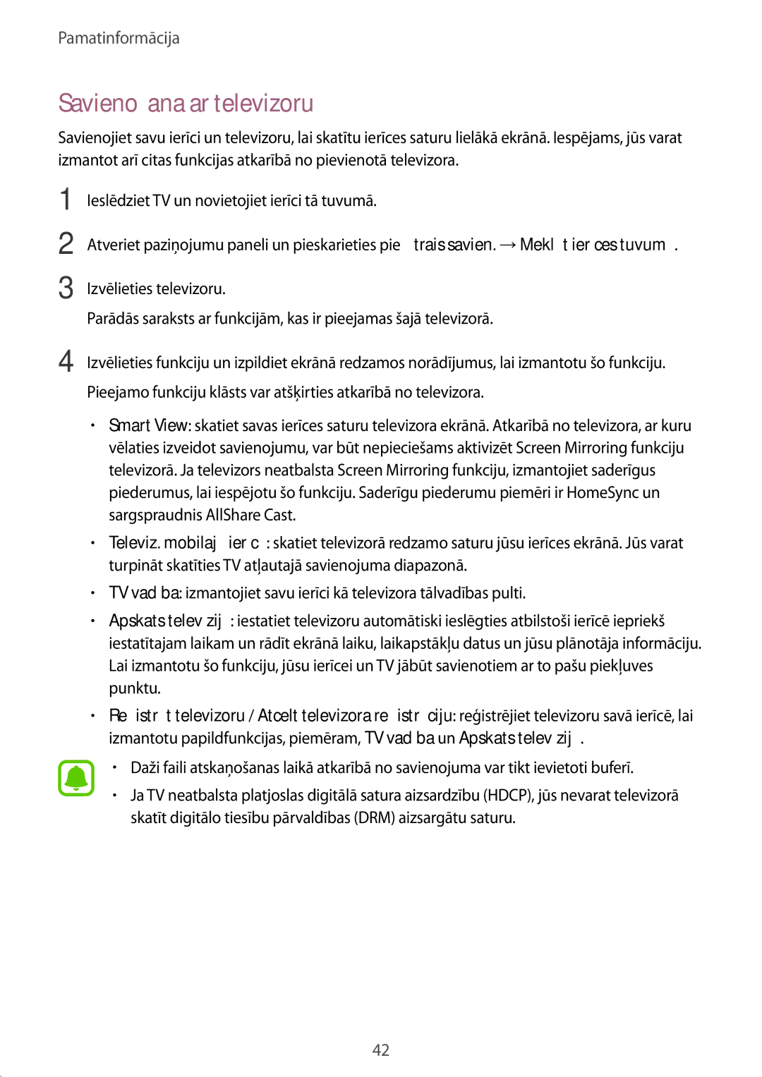 Samsung SM-T813NZKESEB, SM-T813NZWESEB manual Savienošana ar televizoru 