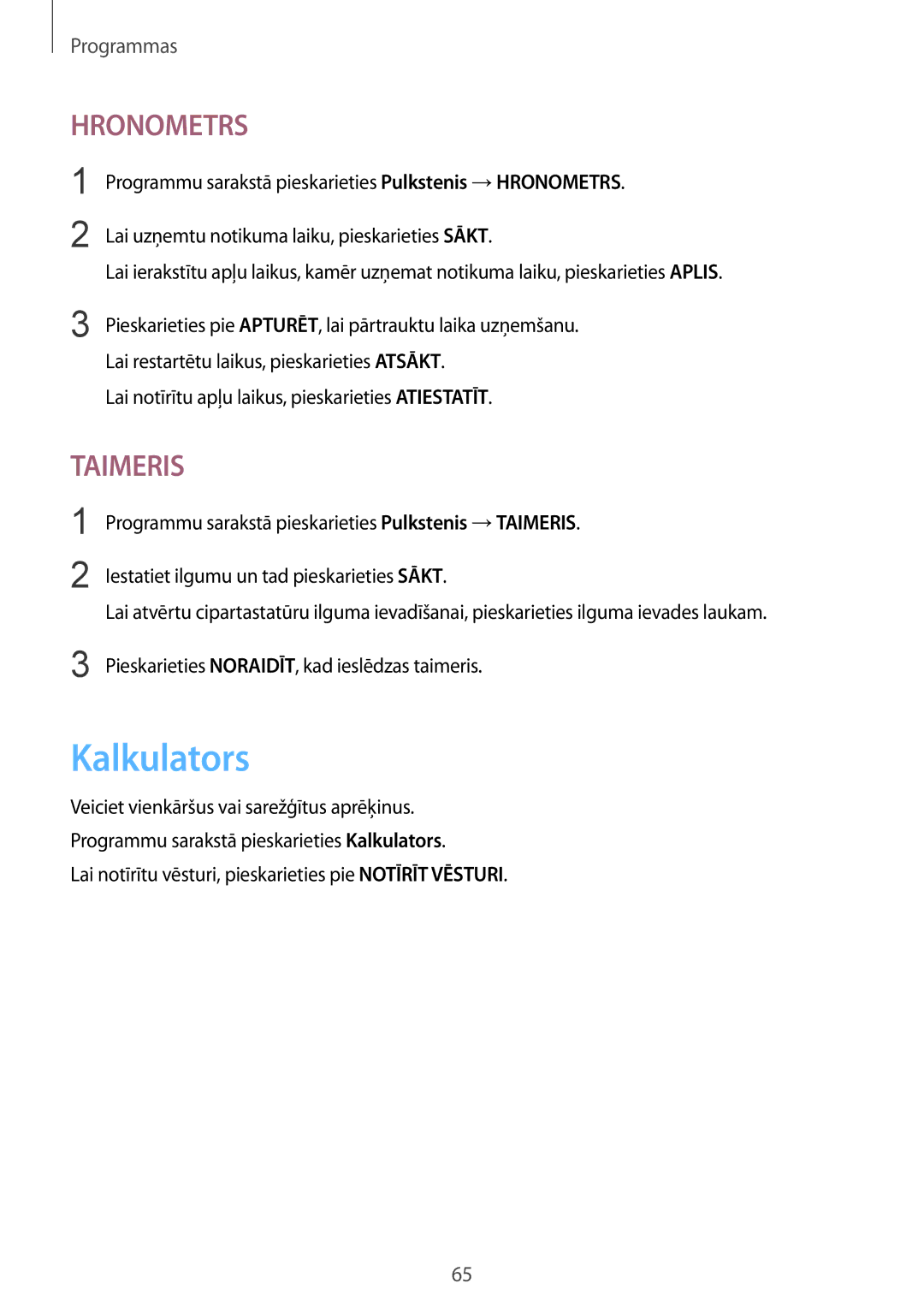 Samsung SM-T813NZWESEB, SM-T813NZKESEB manual Kalkulators, Lai notīrītu apļu laikus, pieskarieties Atiestatīt 