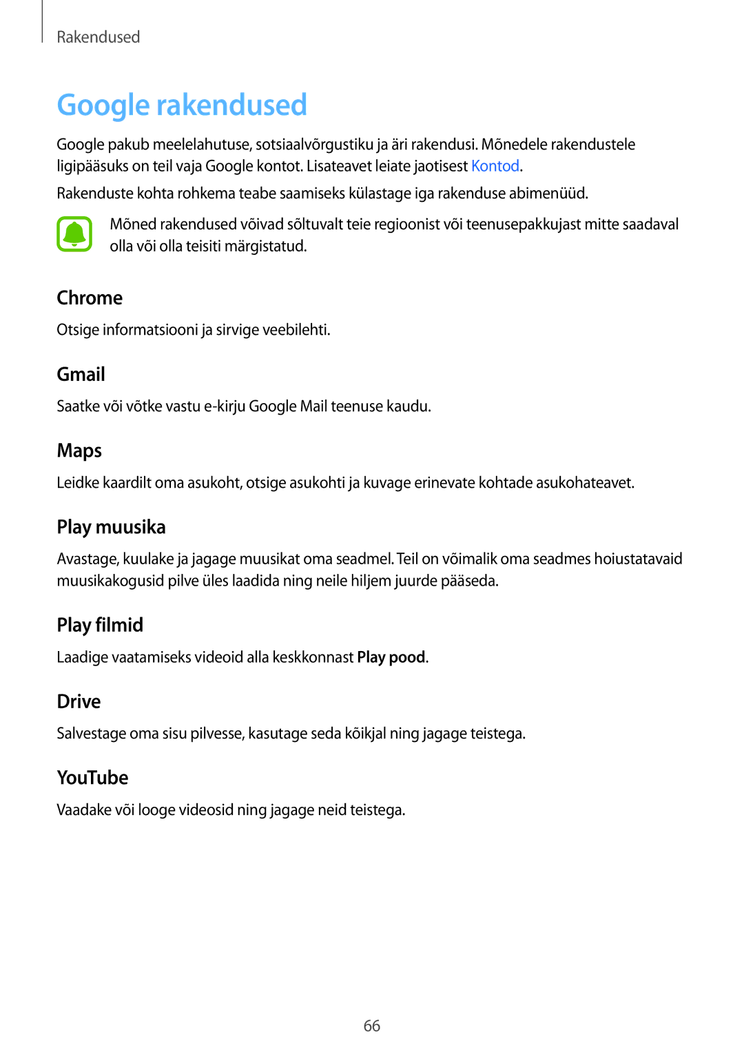 Samsung SM-T813NZKESEB, SM-T813NZWESEB manual Google rakendused 