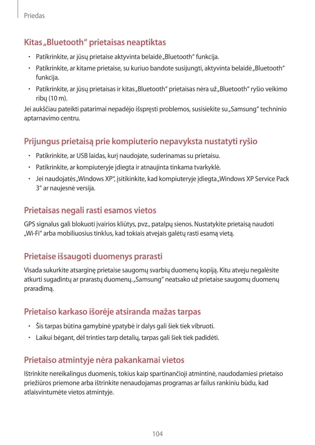 Samsung SM-T813NZKESEB, SM-T813NZWESEB manual Kitas„Bluetooth prietaisas neaptiktas 