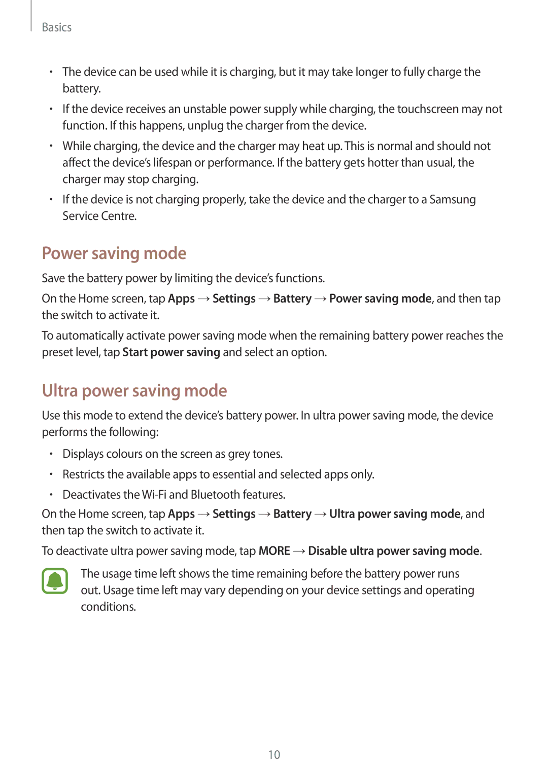 Samsung SM-T713NZWEXEF, SM-T813NZWEDBT, SM-T813NZKEDBT, SM-T713NZKETPH manual Power saving mode, Ultra power saving mode 