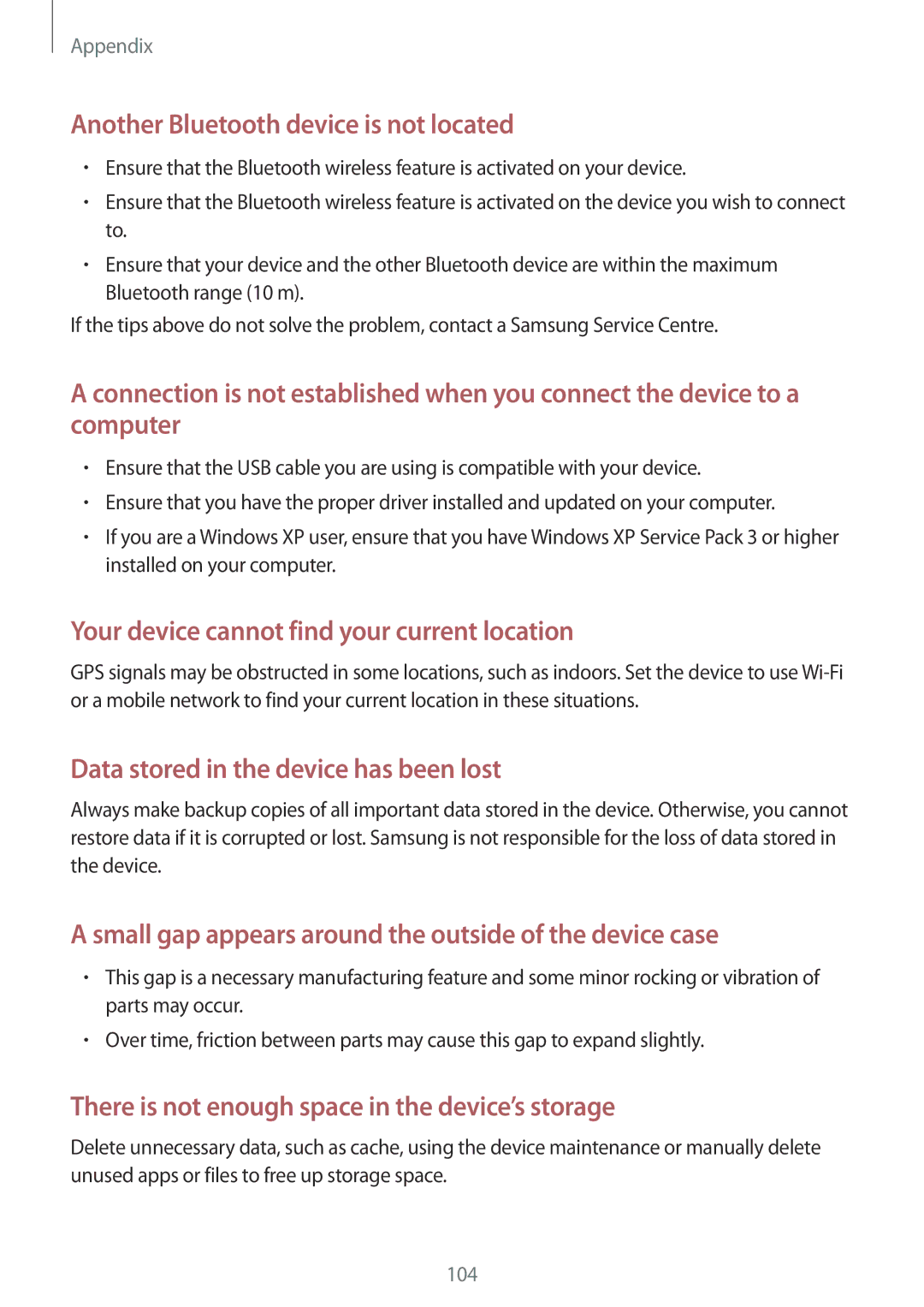 Samsung SM-T813NZWEILO, SM-T813NZWEDBT, SM-T813NZKEDBT, SM-T713NZKETPH manual Another Bluetooth device is not located 