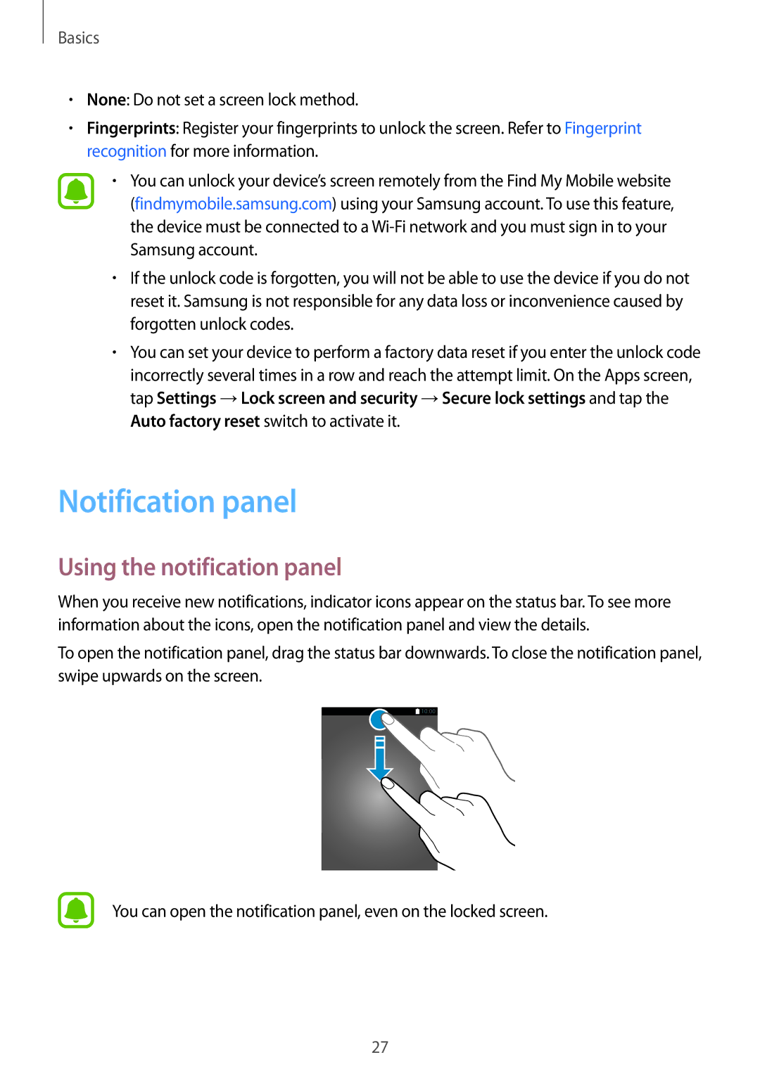 Samsung SM-T813NZWELUX, SM-T813NZWEDBT, SM-T813NZKEDBT, SM-T713NZKETPH manual Notification panel, Using the notification panel 