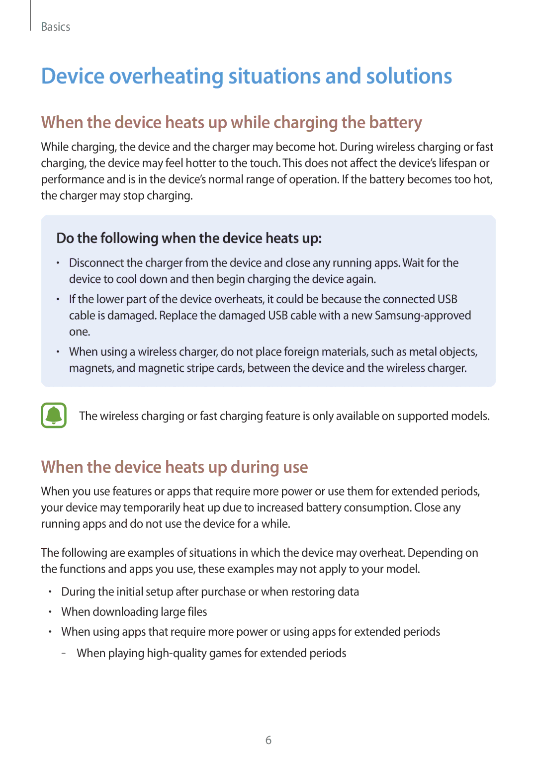 Samsung SM-T813NZKEXEF Device overheating situations and solutions, When the device heats up while charging the battery 