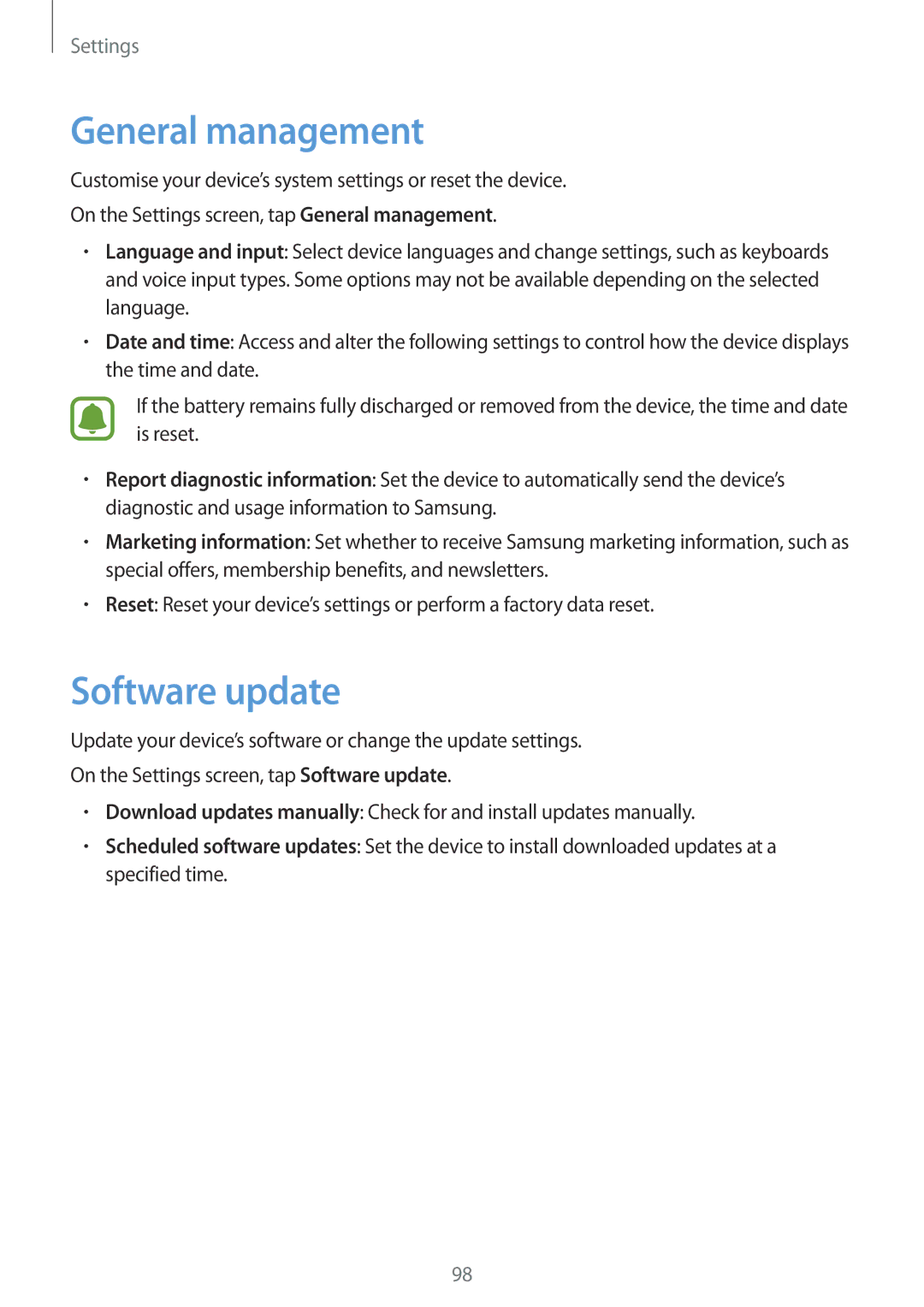 Samsung SM-T713NZKENEE, SM-T813NZWEDBT, SM-T813NZKEDBT, SM-T713NZKETPH, SM-T713NZKEEUR General management, Software update 