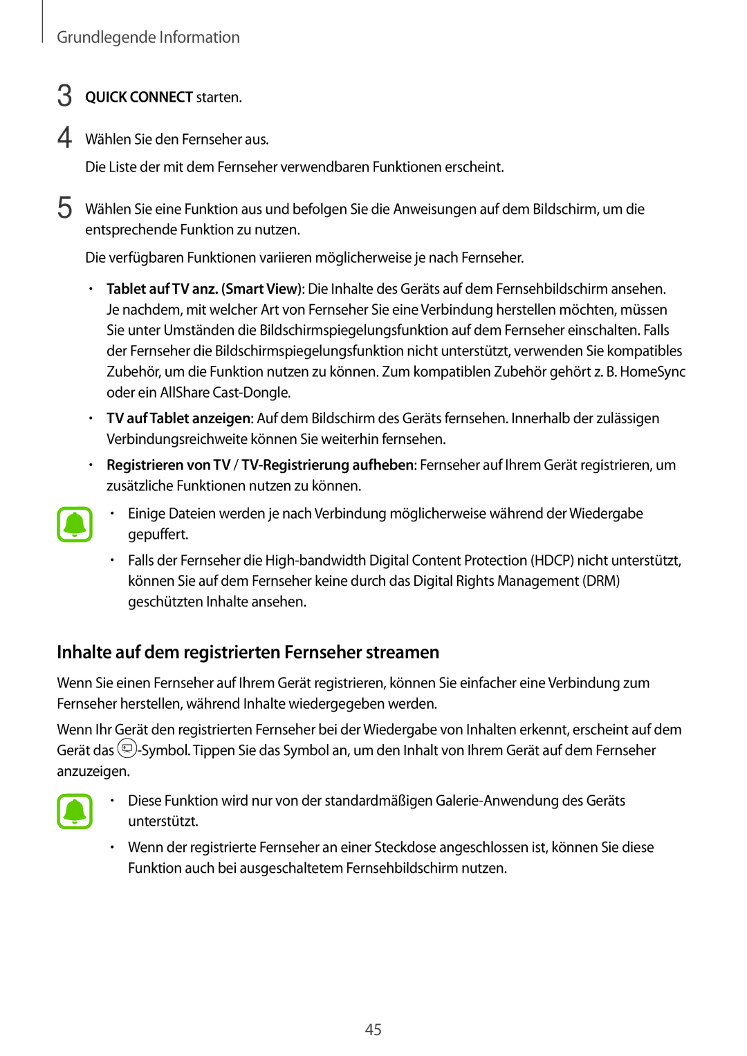 Samsung SM-T713NZKEEUR, SM-T813NZWEDBT, SM-T813NZKEDBT, SM-T713NZKETPH manual Inhalte auf dem registrierten Fernseher streamen 