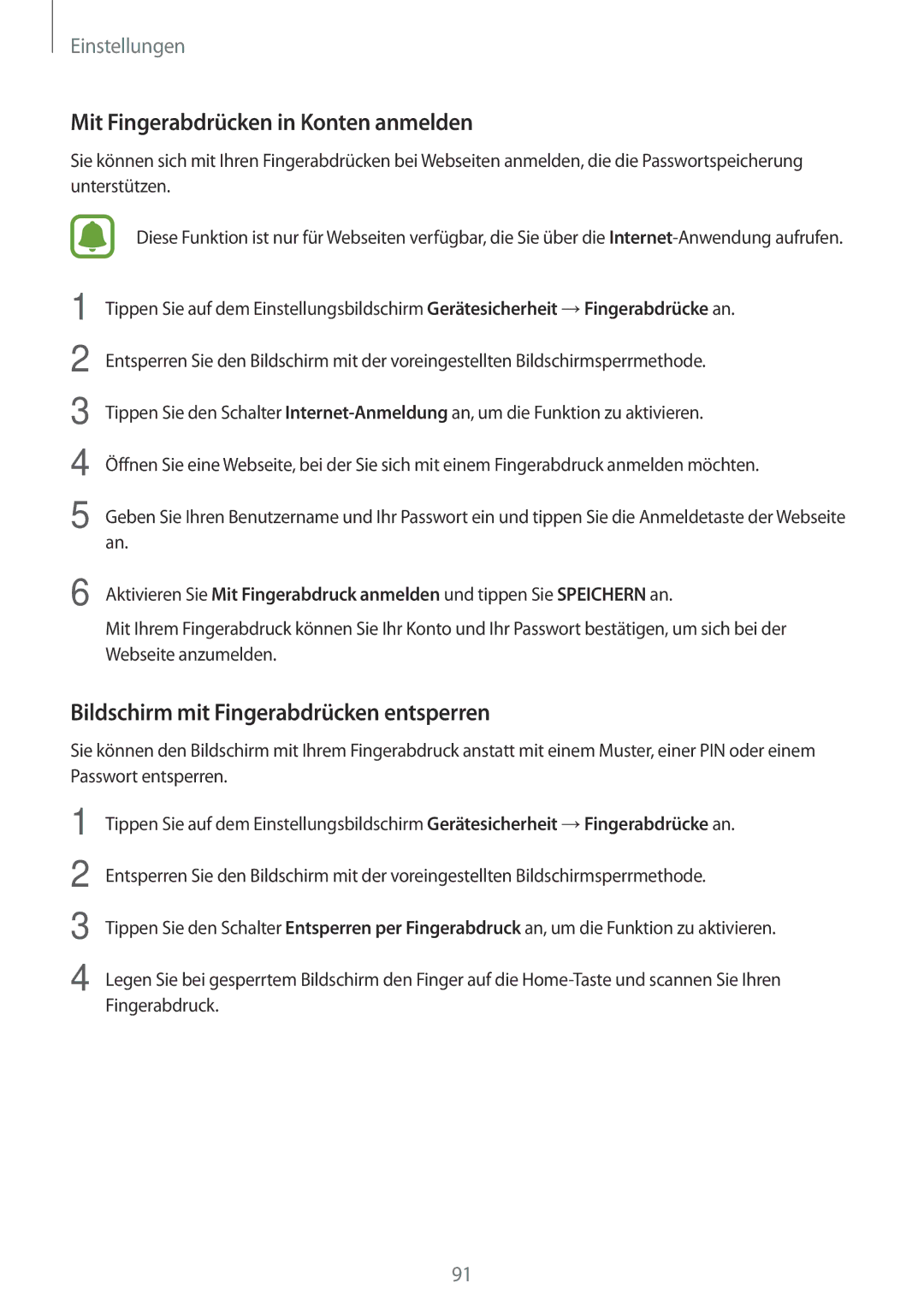 Samsung SM-T813NZKEDBT, SM-T813NZWEDBT Mit Fingerabdrücken in Konten anmelden, Bildschirm mit Fingerabdrücken entsperren 