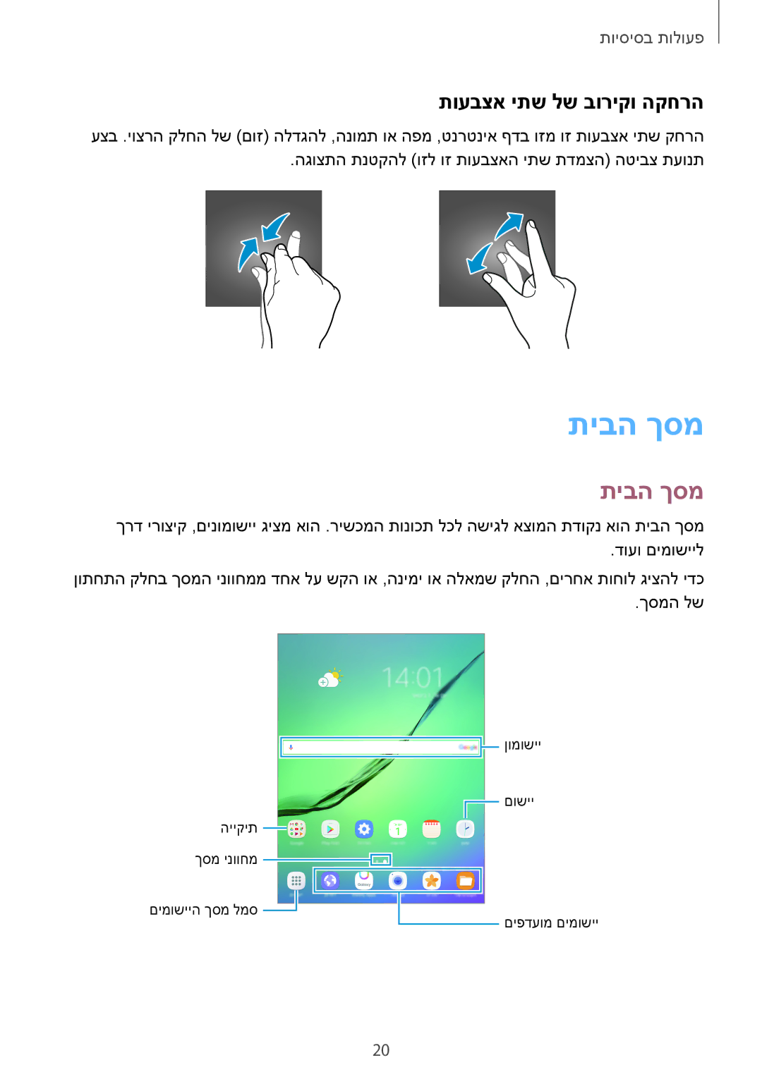 Samsung SM-T813NZWEILO, SM-T813NZKEILO manual תיבה ךסמ, תועבצא יתש לש בוריקו הקחרה 