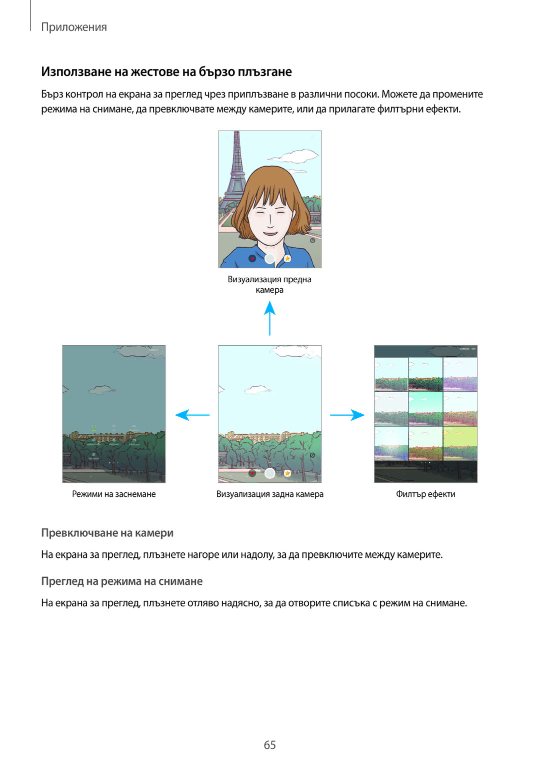 Samsung SM-T715NZKEBGL, SM-T815NZDEBGL, SM-T815NZKEBGL, SM-T815NZWEBGL manual Използване на жестове на бързо плъзгане 