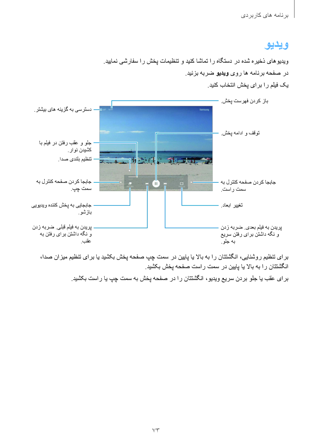 Samsung SM-T815NZKEKSA, SM-T815NZDEKSA, SM-T815NZWEKSA manual ویدیو 