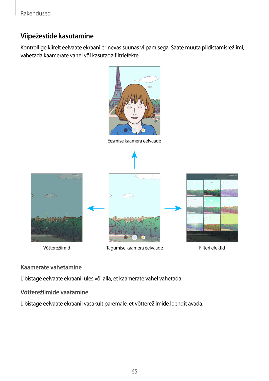 Samsung SM-T815NZWESEB, SM-T815NZDESEB, SM-T815NZKESEB manual Viipežestide kasutamine 