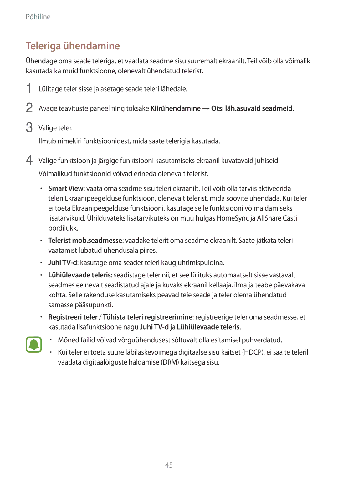 Samsung SM-T815NZDESEB, SM-T815NZKESEB, SM-T815NZWESEB manual Teleriga ühendamine 