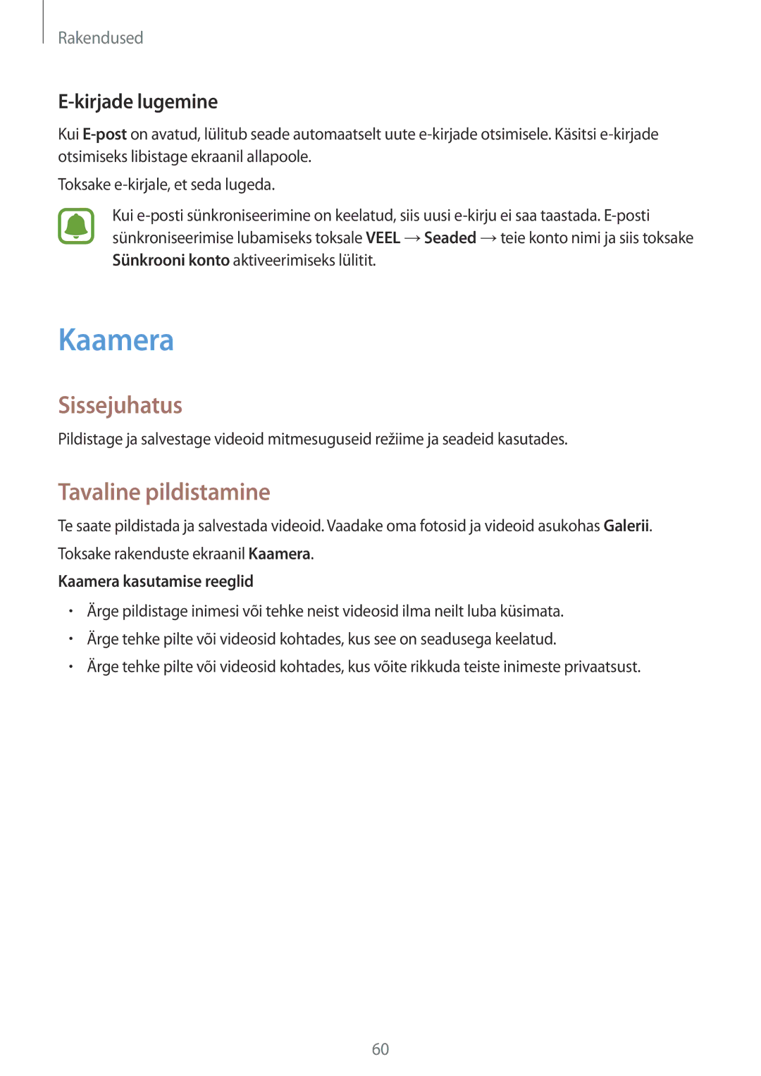 Samsung SM-T815NZDESEB, SM-T815NZKESEB manual Tavaline pildistamine, Kirjade lugemine, Kaamera kasutamise reeglid 