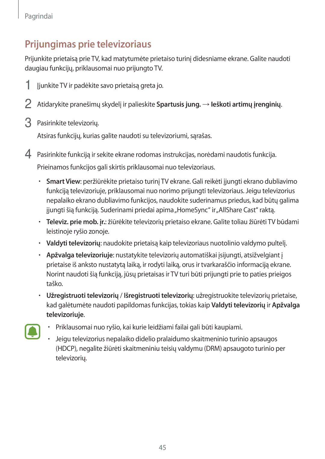 Samsung SM-T815NZDESEB, SM-T815NZKESEB, SM-T815NZWESEB manual Prijungimas prie televizoriaus 