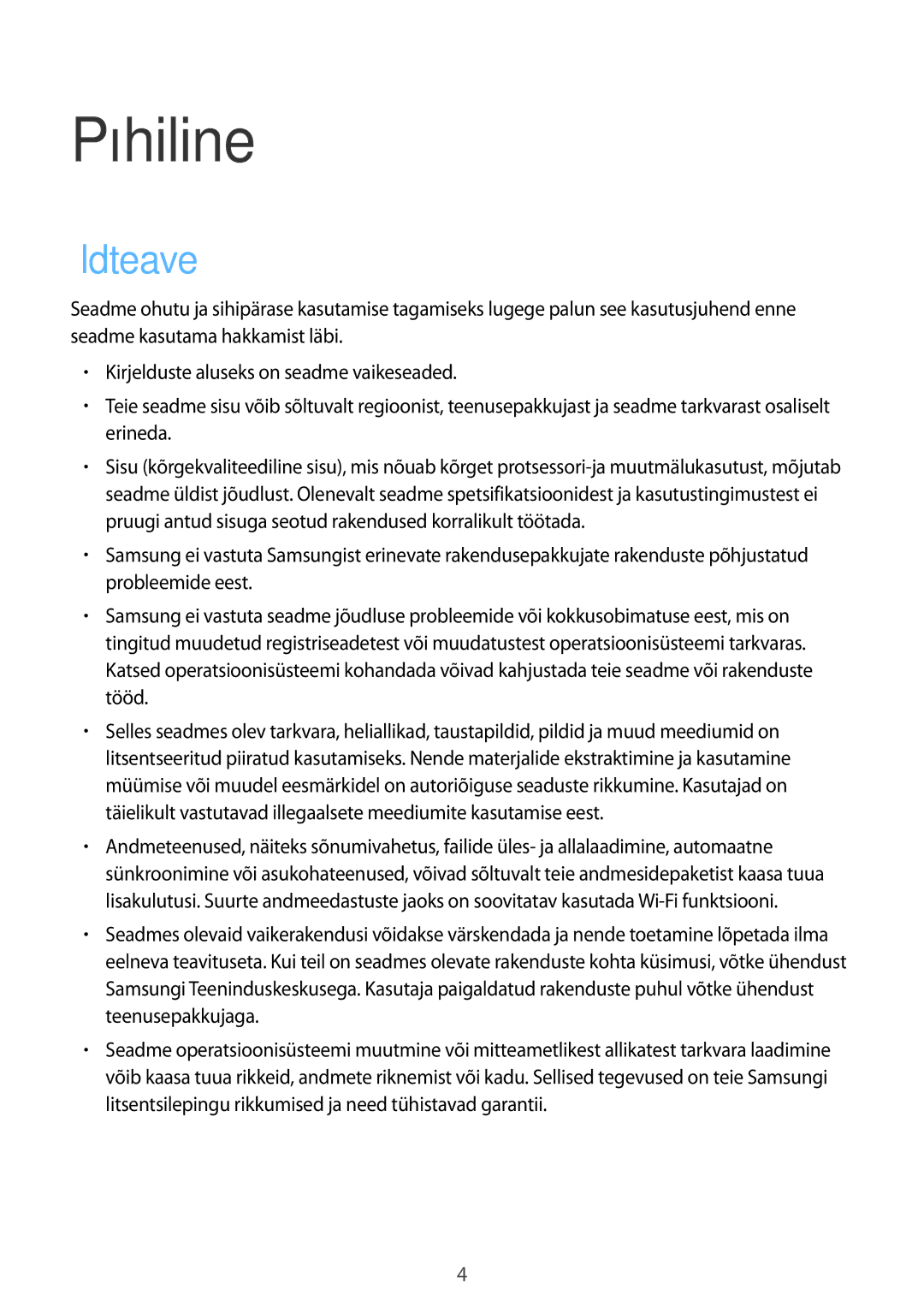 Samsung SM-T815NZKESEB, SM-T815NZDESEB, SM-T815NZWESEB manual Põhiline, Üldteave 