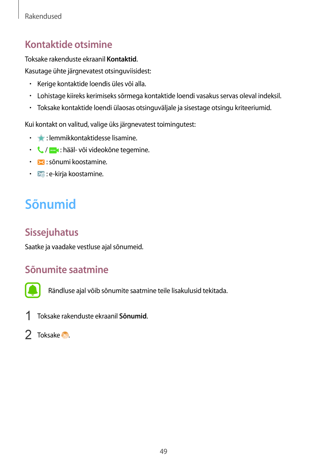 Samsung SM-T815NZKESEB, SM-T815NZDESEB, SM-T815NZWESEB manual Sõnumid, Kontaktide otsimine, Sõnumite saatmine 