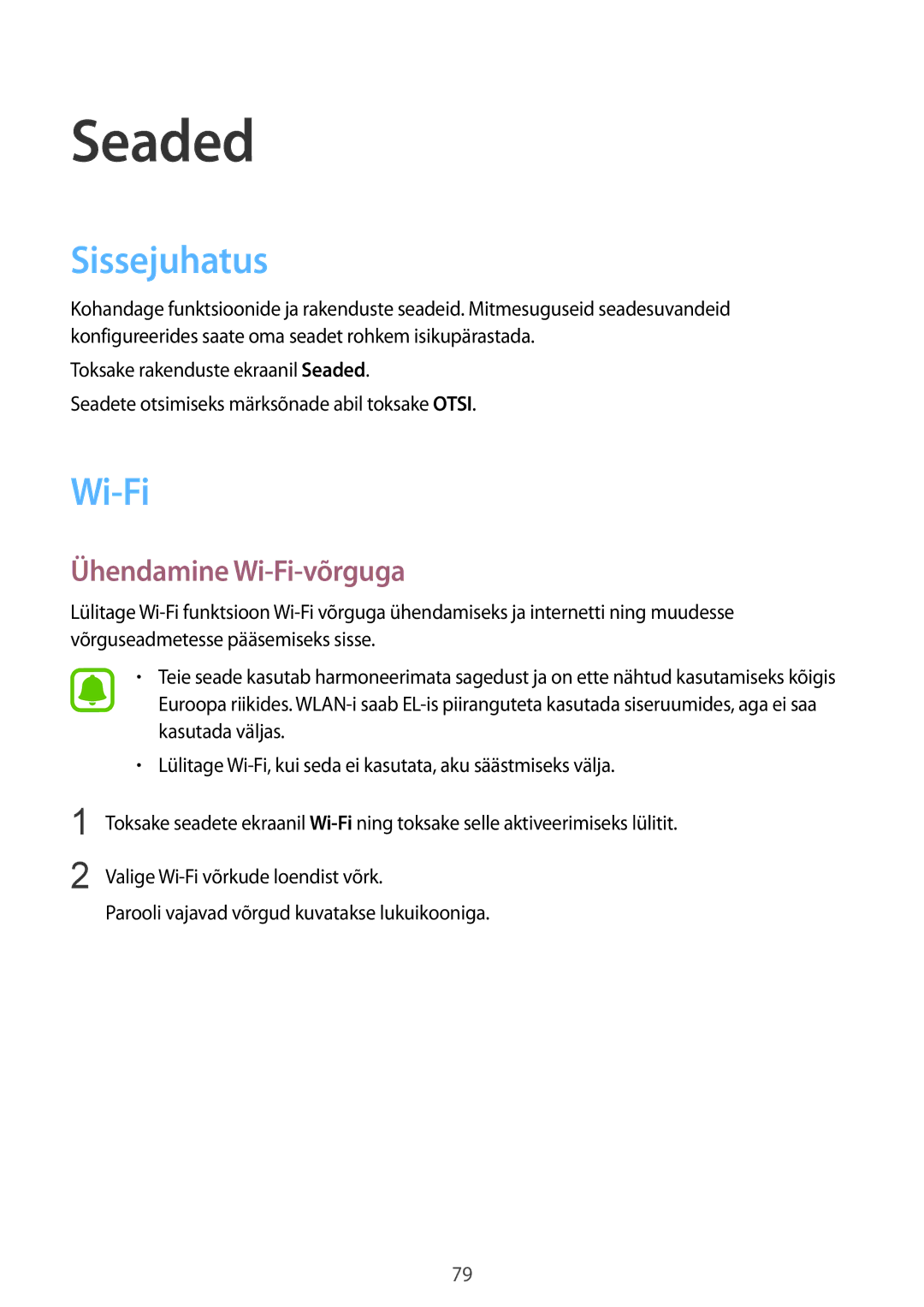 Samsung SM-T815NZKESEB, SM-T815NZDESEB, SM-T815NZWESEB manual Sissejuhatus, Ühendamine Wi-Fi-võrguga 