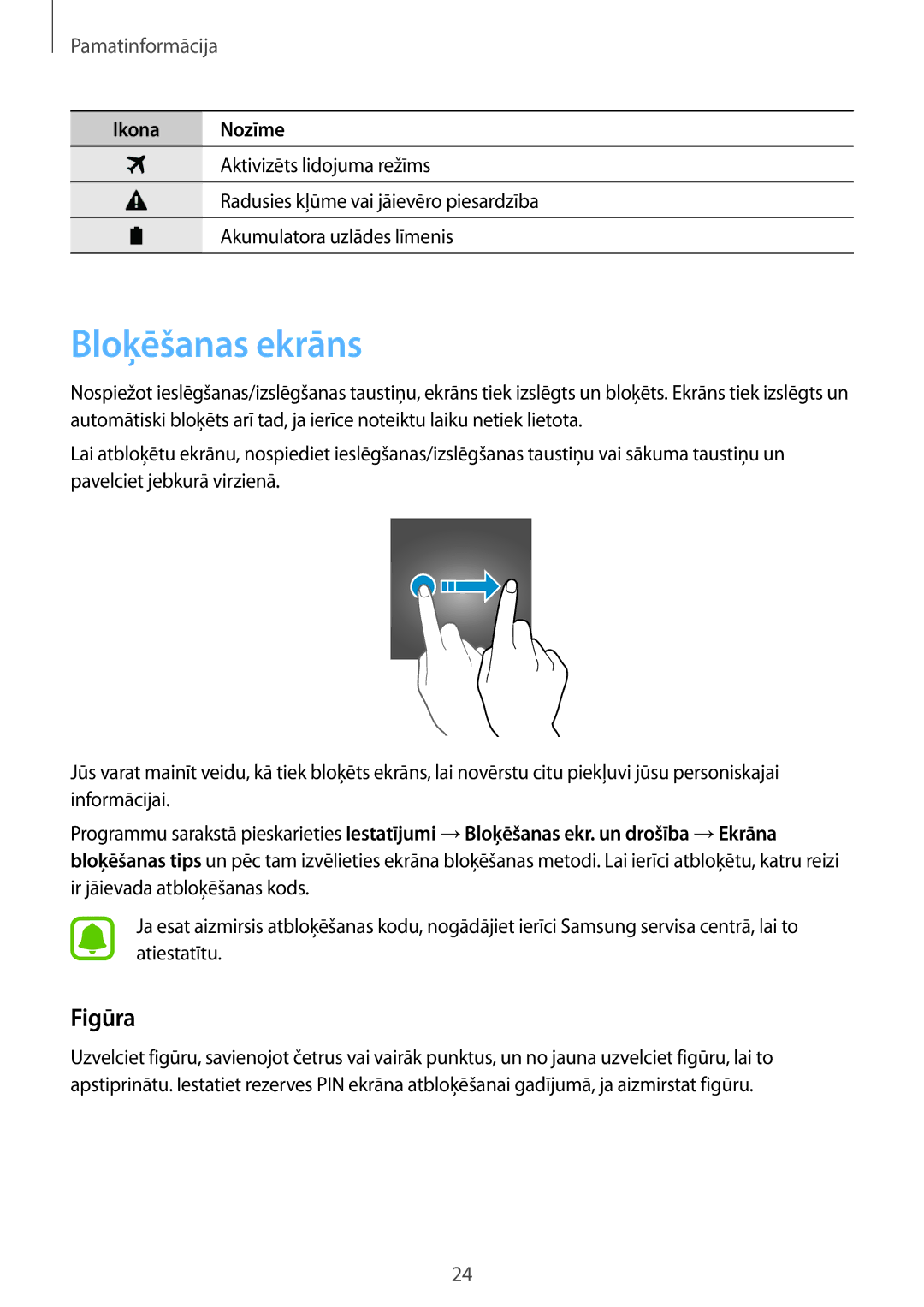 Samsung SM-T815NZDESEB, SM-T815NZKESEB, SM-T815NZWESEB manual Bloķēšanas ekrāns, Figūra 