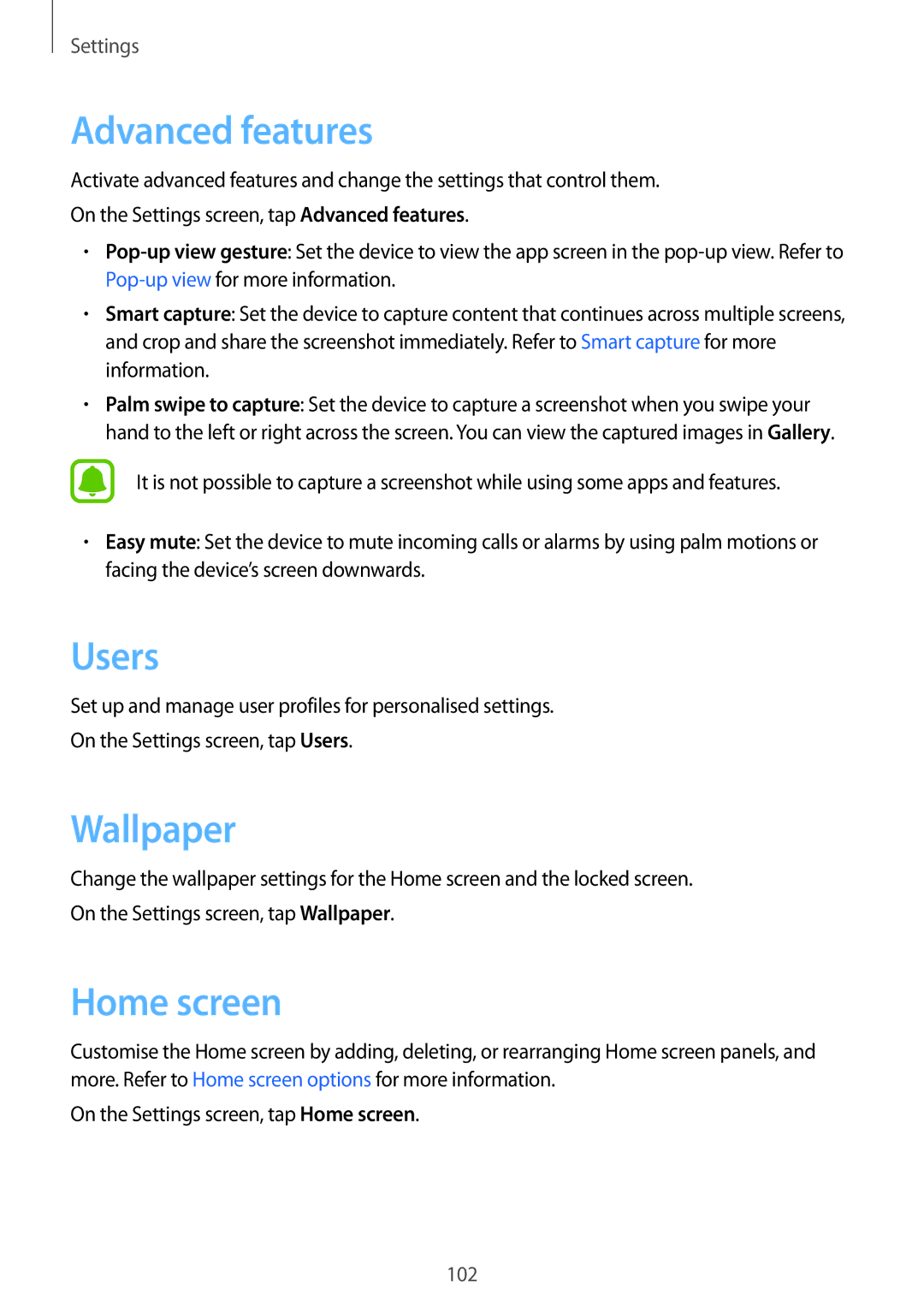 Samsung SM-T715YZWEXXV, SM-T815NZKEDBT, SM-T815NZWEDBT, SM-T715NZKEDBT, SM-T715NZWEDBT Advanced features, Users, Wallpaper 