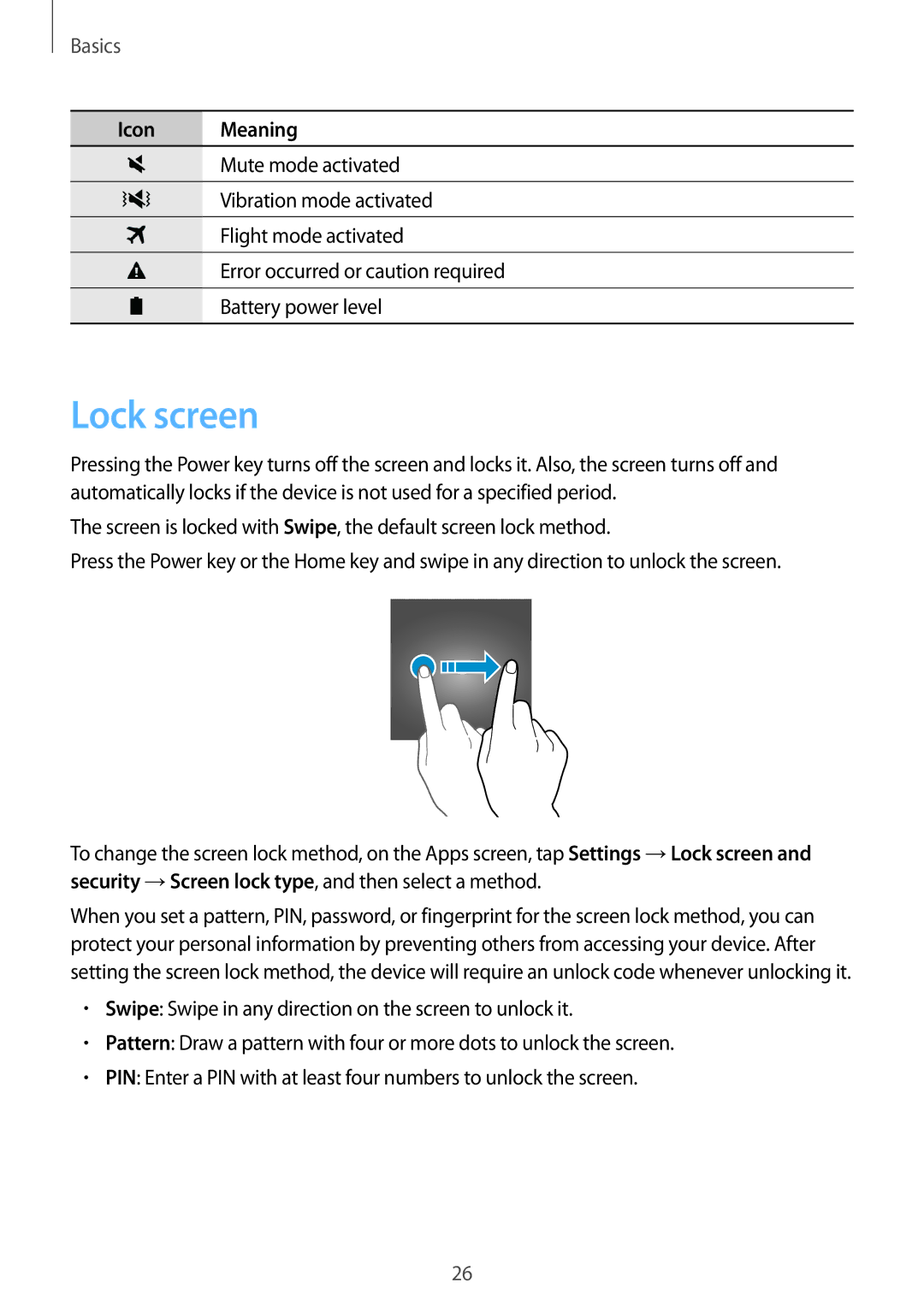 Samsung SM-T715YZKEXXV, SM-T815NZKEDBT, SM-T815NZWEDBT, SM-T715NZKEDBT, SM-T715NZWEDBT, SM-T815NZWEXEF manual Lock screen 