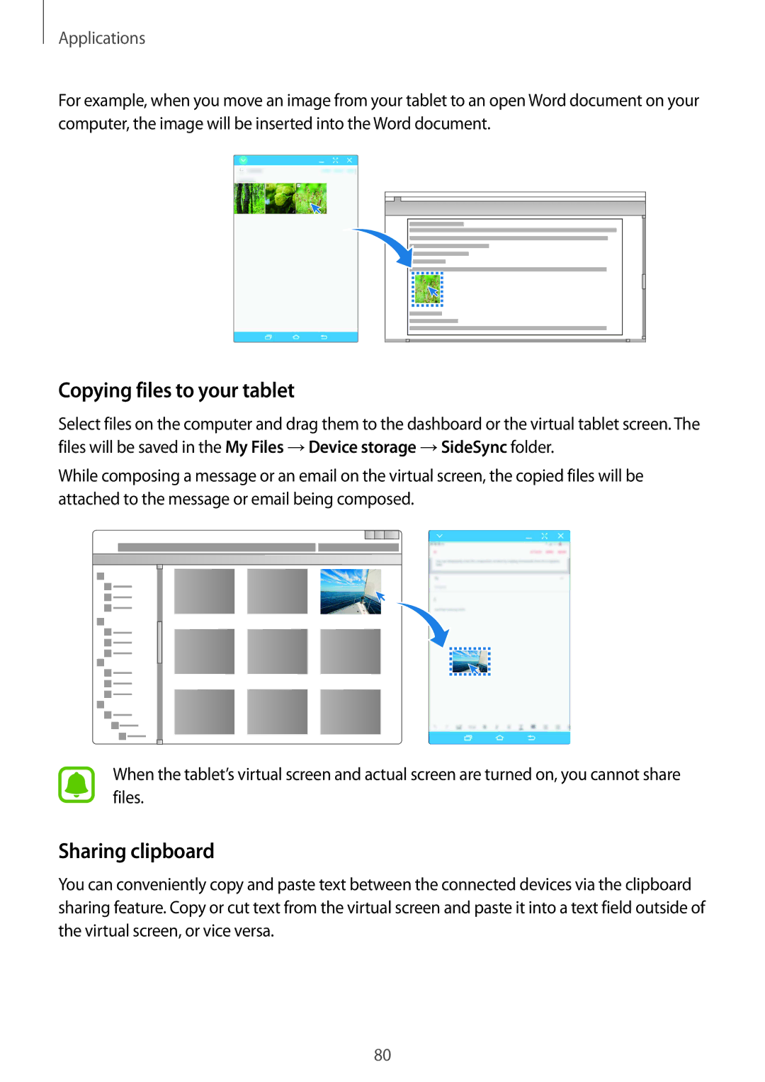 Samsung SM-T815NZDETIM, SM-T815NZKEDBT, SM-T815NZWEDBT, SM-T715NZKEDBT manual Copying files to your tablet, Sharing clipboard 