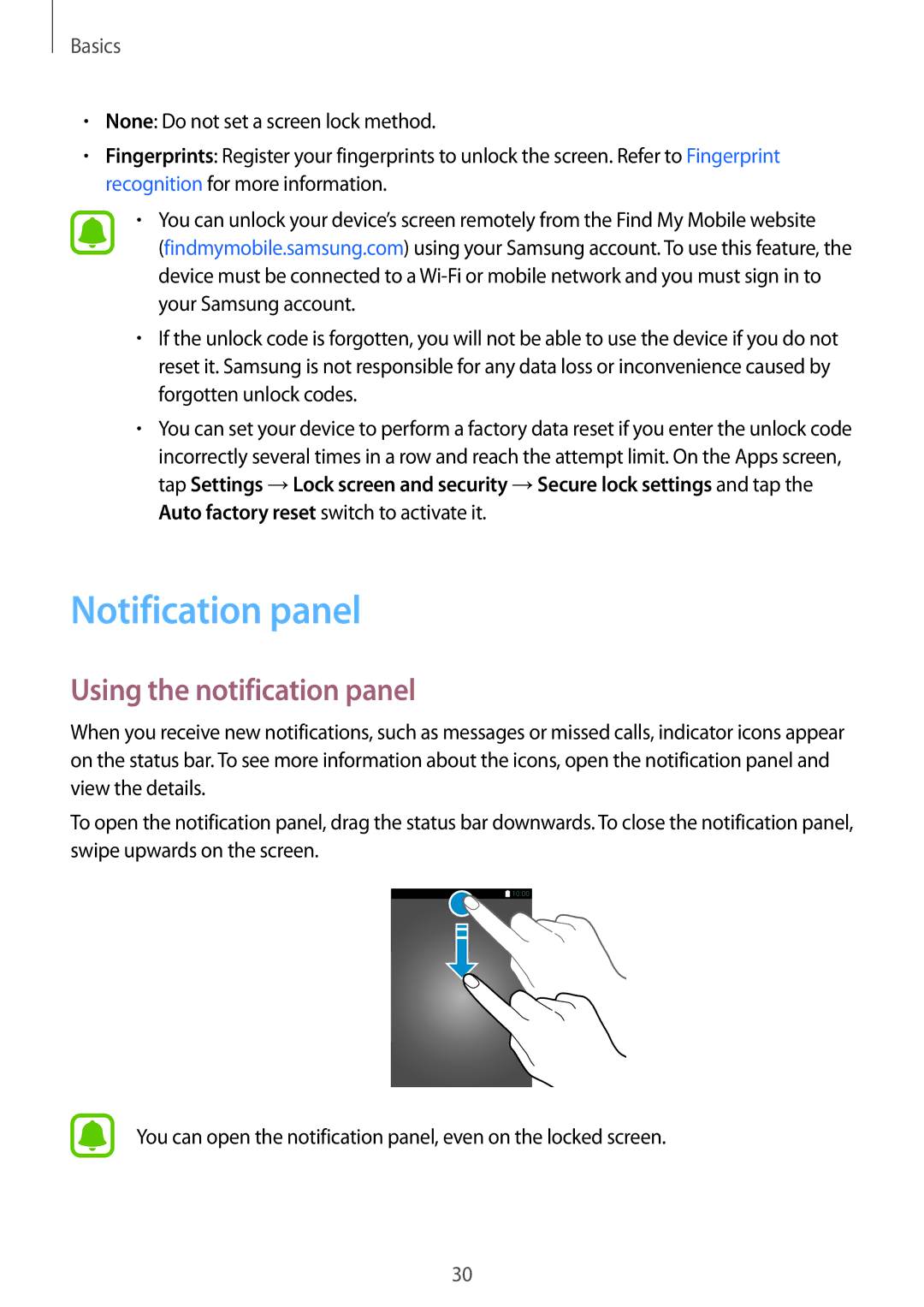 Samsung SM-T815NZWEVDH, SM-T815NZKEDBT, SM-T815NZWEDBT, SM-T715NZKEDBT manual Notification panel, Using the notification panel 