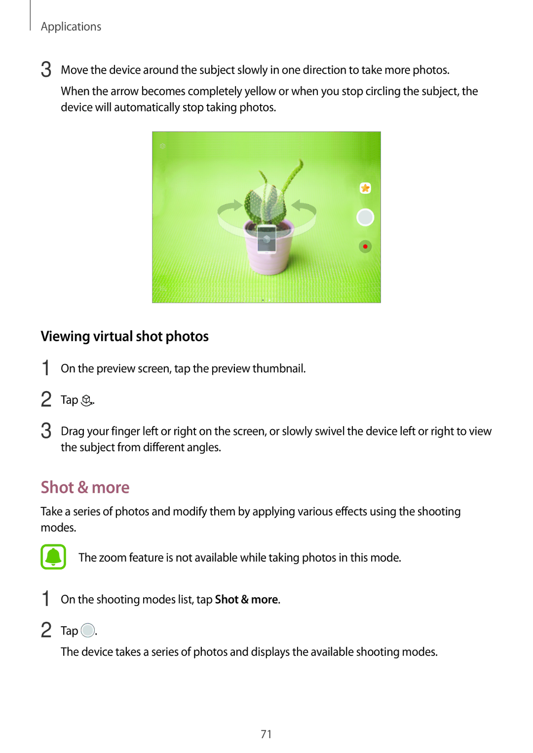 Samsung SM-T715NZWEDBT, SM-T815NZKEDBT, SM-T815NZWEDBT, SM-T715NZKEDBT manual Shot & more, Viewing virtual shot photos 