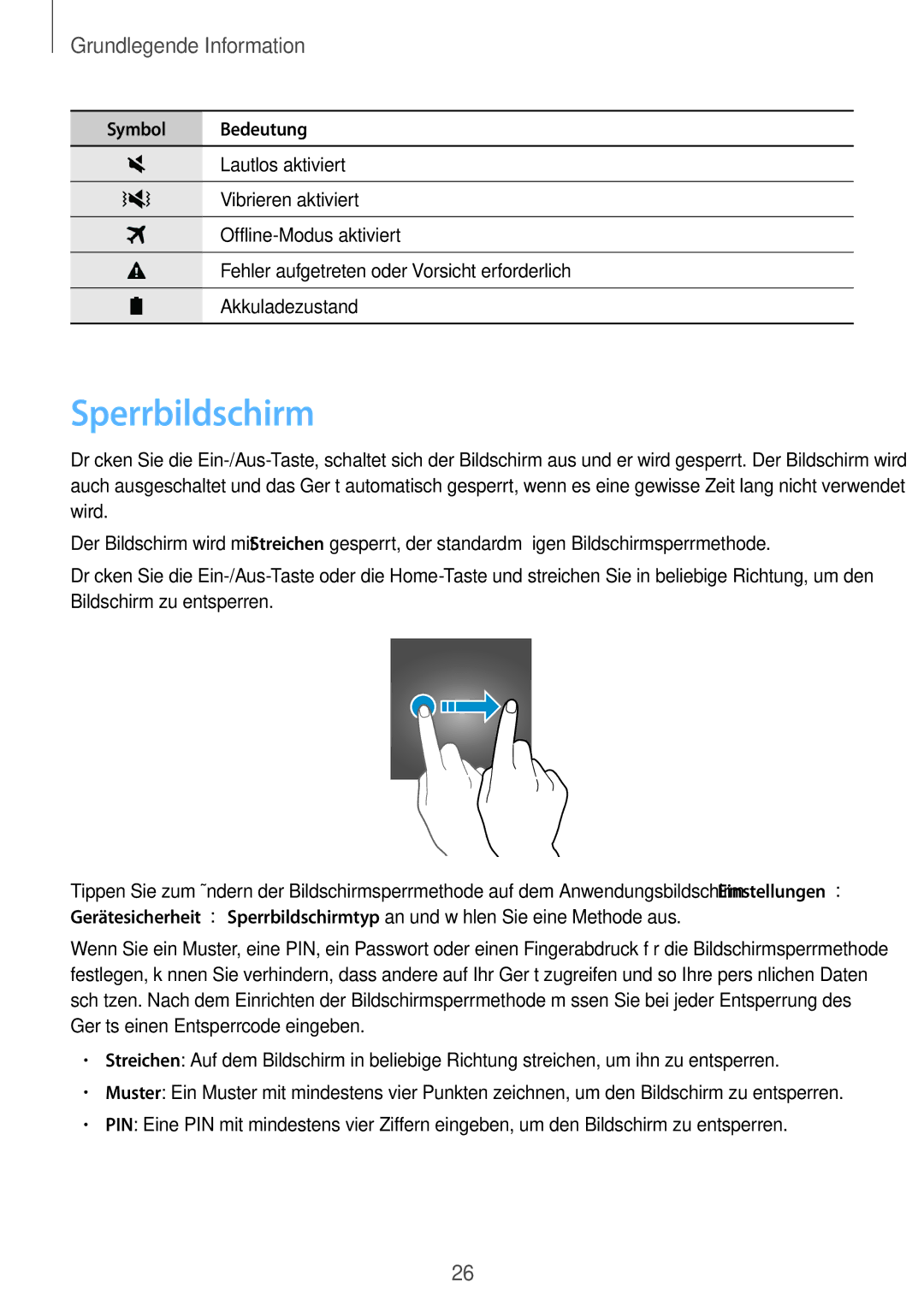 Samsung SM-T715NZKEDBT, SM-T815NZKEDBT, SM-T815NZWEDBT, SM-T715NZWEDBT manual Sperrbildschirm 