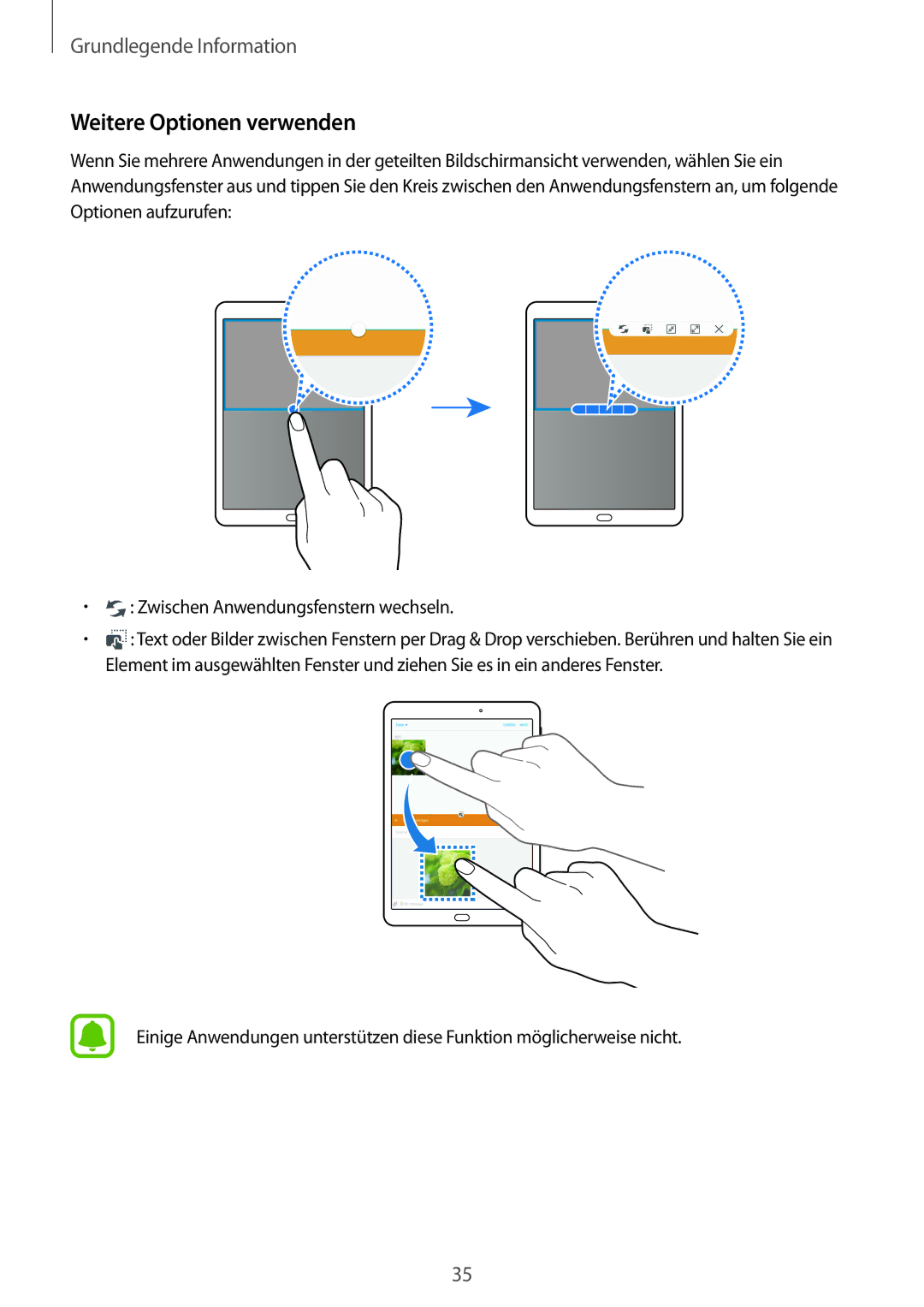 Samsung SM-T715NZWEDBT, SM-T815NZKEDBT, SM-T815NZWEDBT, SM-T715NZKEDBT manual Weitere Optionen verwenden 