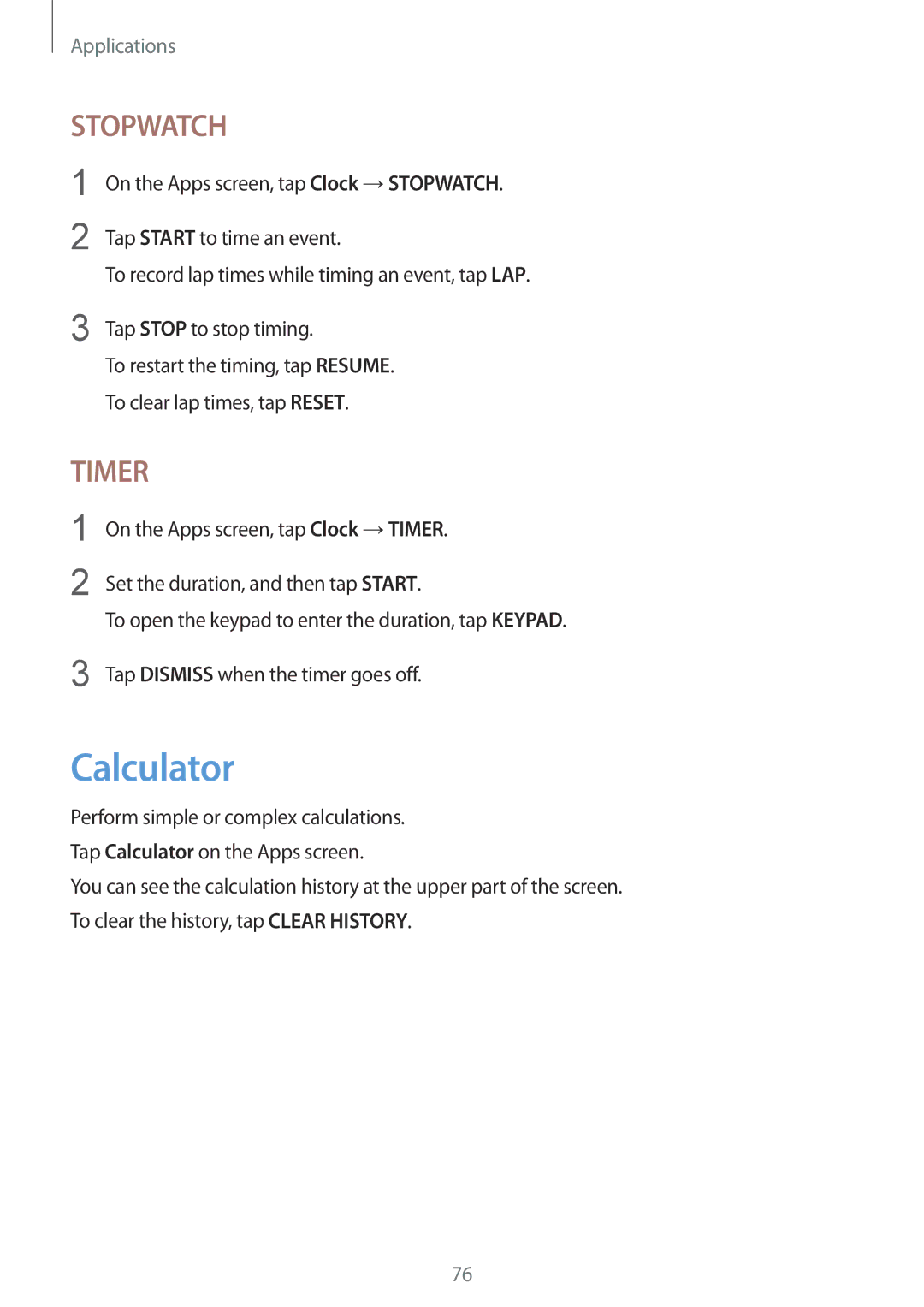 Samsung SM-T815NZKFAUT, SM-T815NZKEDBT, SM-T815NZWEDBT, SM-T815NZWEXEF, SM-T815NZDETIM, SM-T815NZWEPLS Calculator, Stopwatch 