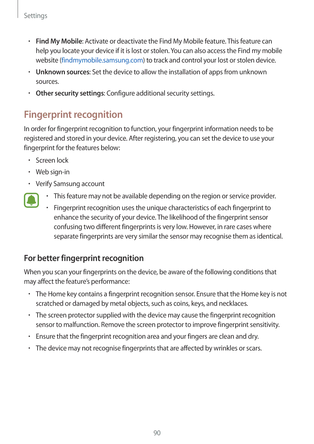 Samsung SM-T815NZWEPLS, SM-T815NZKEDBT, SM-T815NZWEDBT manual Fingerprint recognition, For better fingerprint recognition 