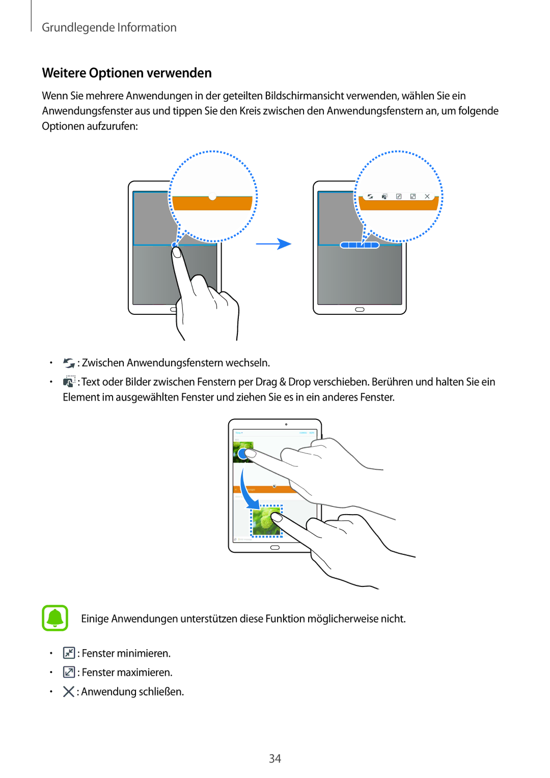 Samsung SM-T815NZKEDBT, SM-T815NZWEDBT manual Weitere Optionen verwenden 