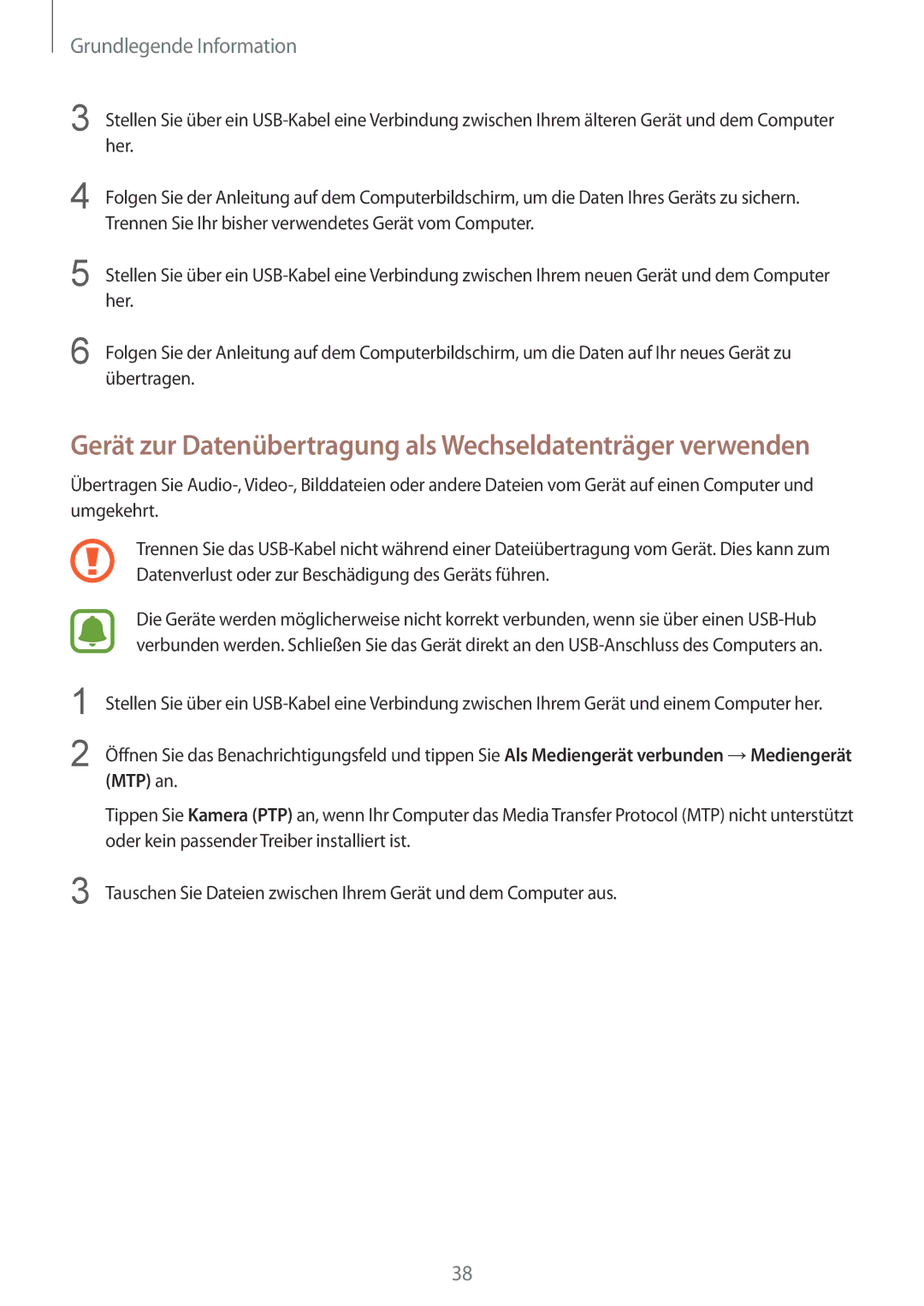 Samsung SM-T815NZKEDBT, SM-T815NZWEDBT manual Gerät zur Datenübertragung als Wechseldatenträger verwenden 