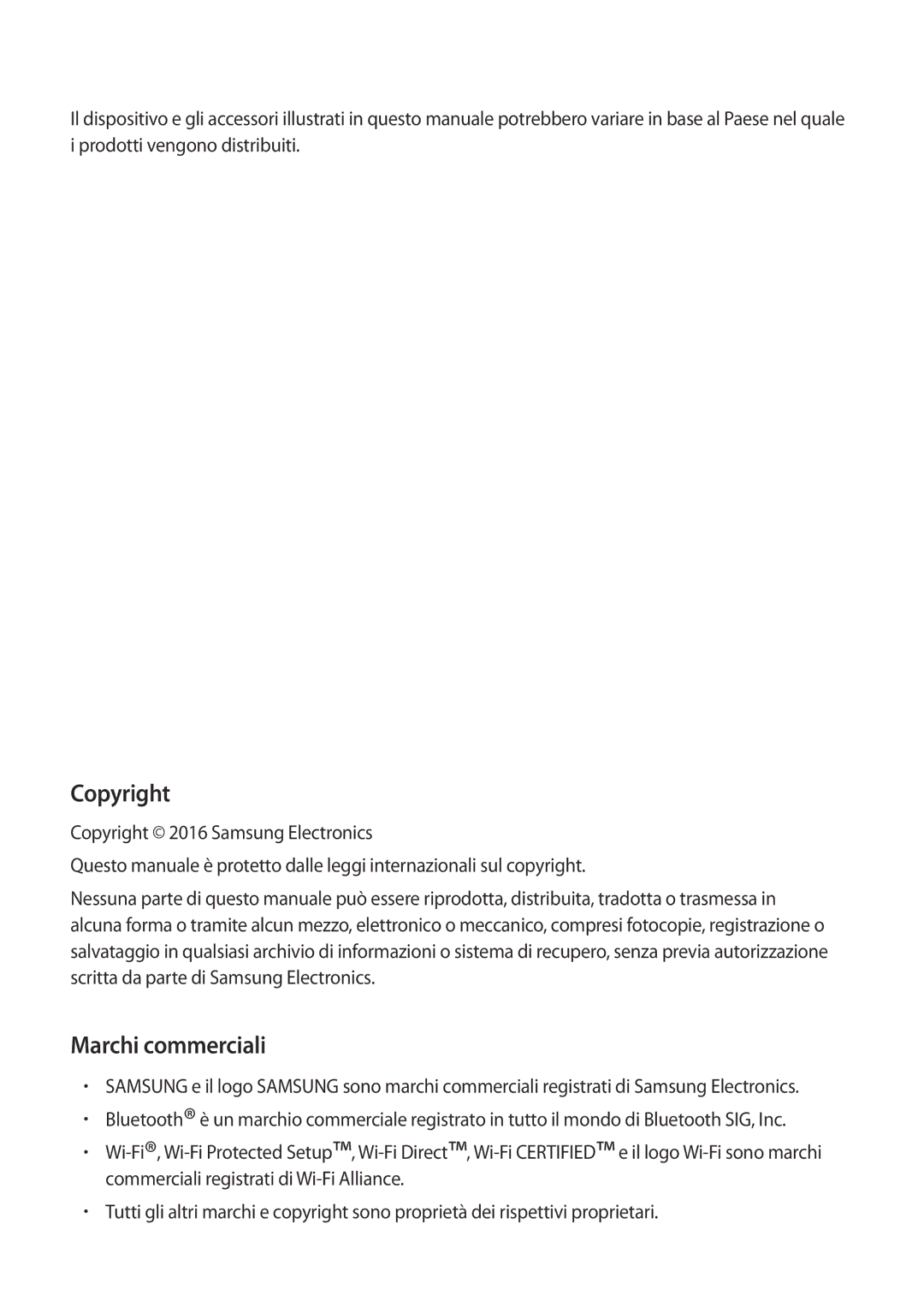 Samsung SM-T715NZWEITV, SM-T815NZWEDBT, SM-T715NZWEDBT, SM-T815NZDETIM, SM-T715NZKEXEO manual Copyright, Marchi commerciali 