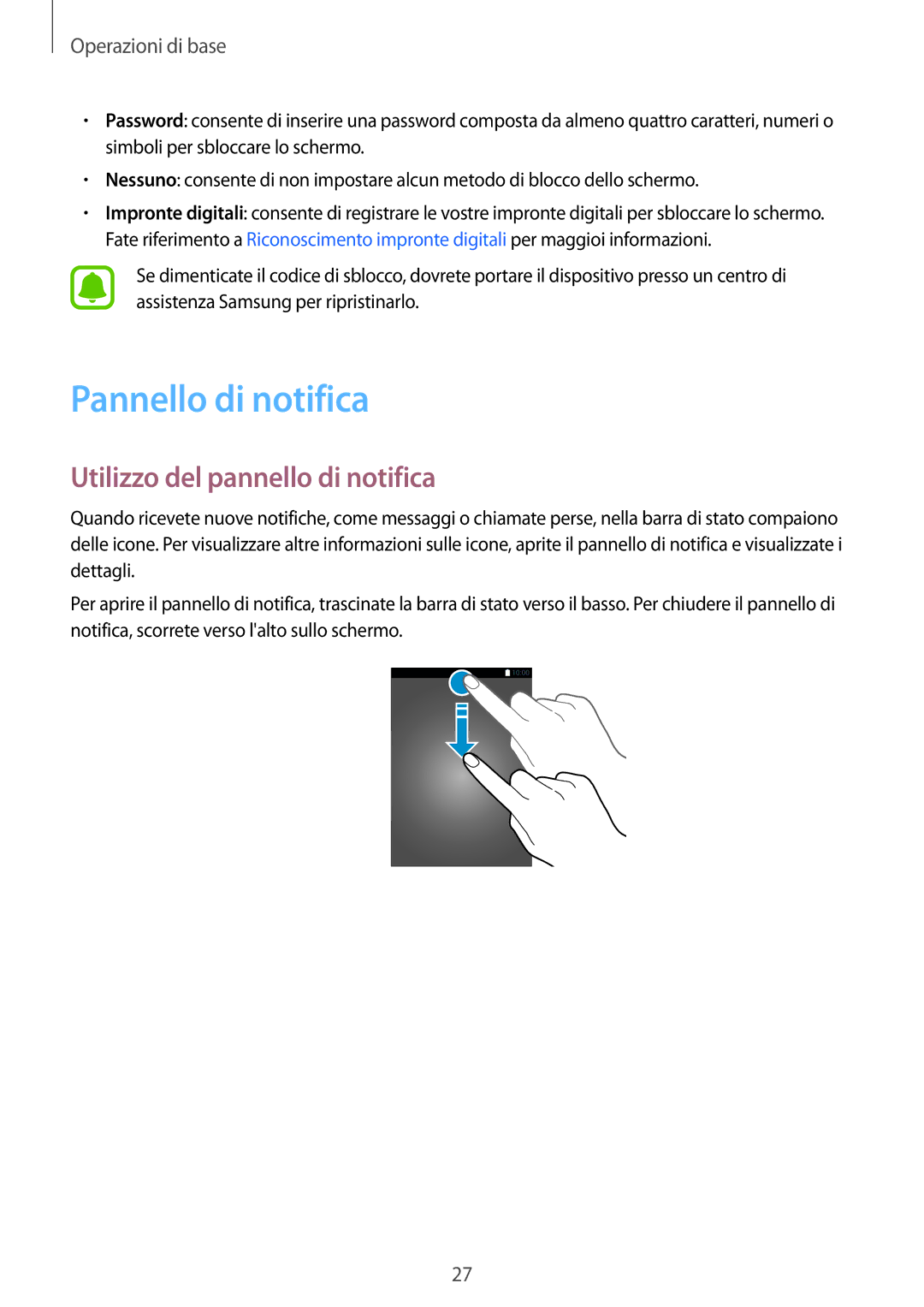 Samsung SM-T715NZWEDBT, SM-T815NZWEDBT, SM-T815NZDETIM manual Pannello di notifica, Utilizzo del pannello di notifica 