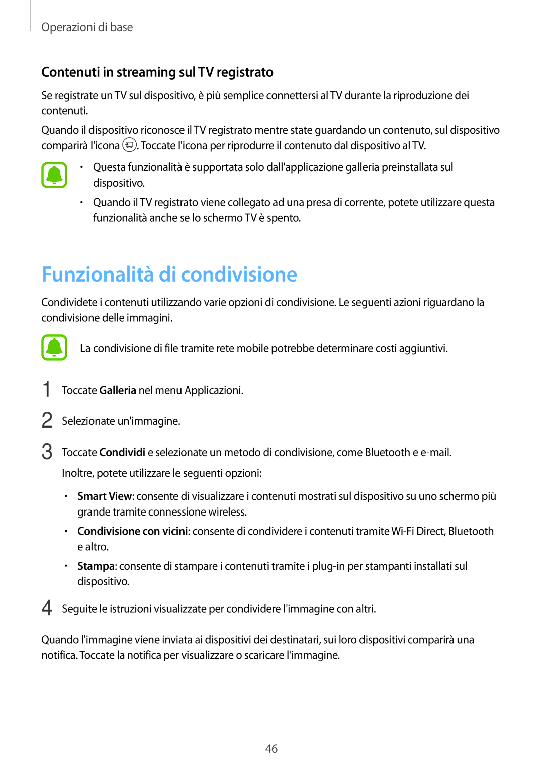 Samsung SM-T815NZDEOMN, SM-T815NZWEDBT manual Funzionalità di condivisione, Contenuti in streaming sul TV registrato 