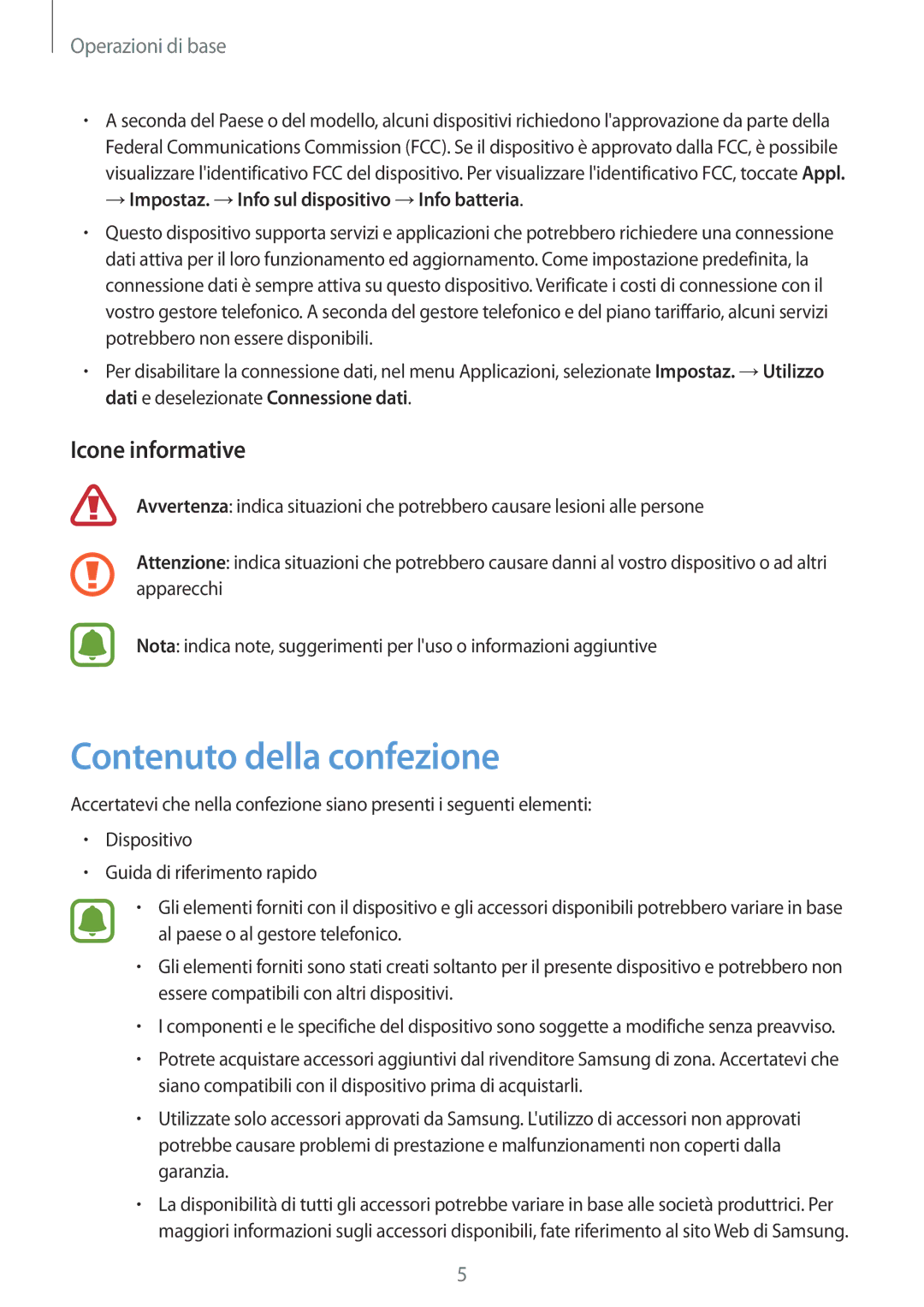 Samsung SM-T815NZKETIM Contenuto della confezione, Icone informative, →Impostaz. →Info sul dispositivo →Info batteria 