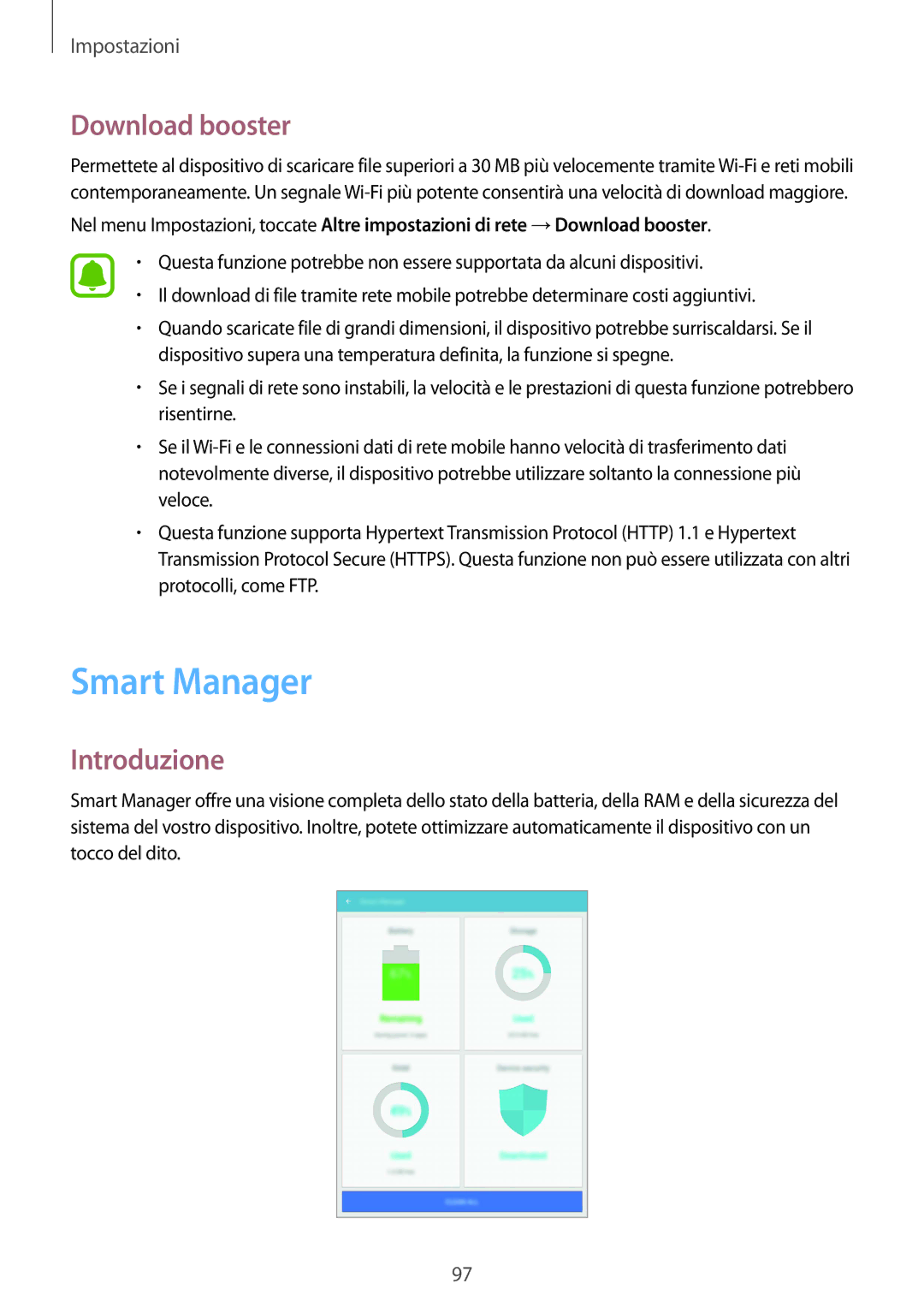 Samsung SM-T715NZWEITV, SM-T815NZWEDBT, SM-T715NZWEDBT, SM-T815NZDETIM, SM-T715NZKEXEO manual Smart Manager, Download booster 