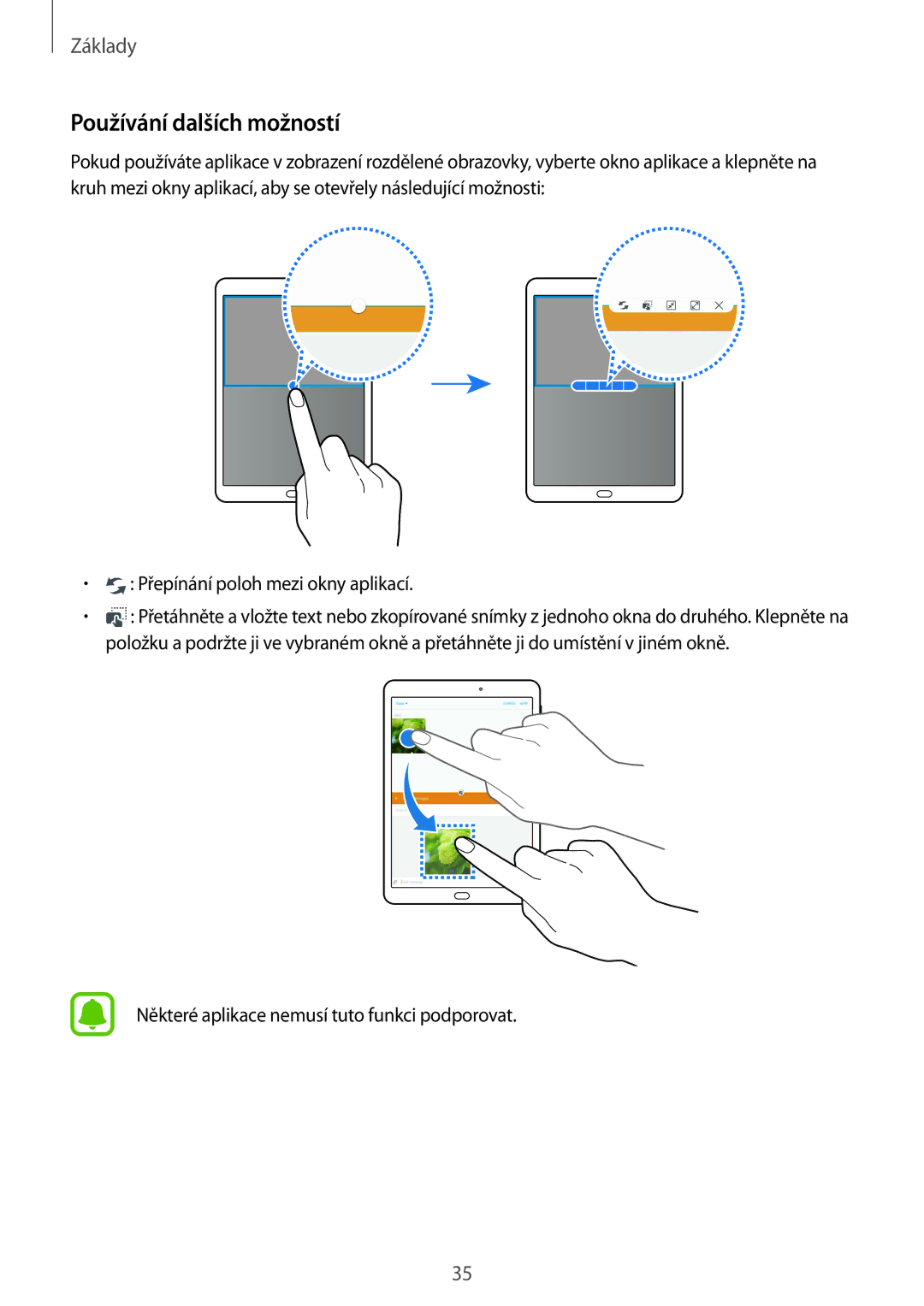 Samsung SM-T815NZDEXEO, SM-T815NZWEDBT, SM-T815NZWEXEO, SM-T815NZWEVDH, SM-T815NZWETMH manual Používání dalších možností 