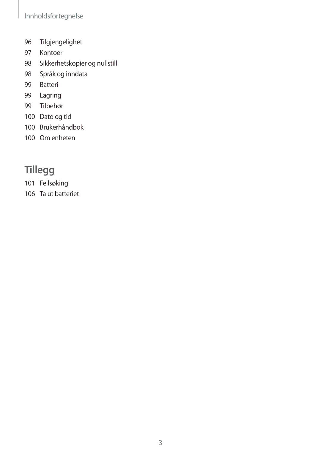 Samsung SM-T815NZWENEE manual Tillegg 