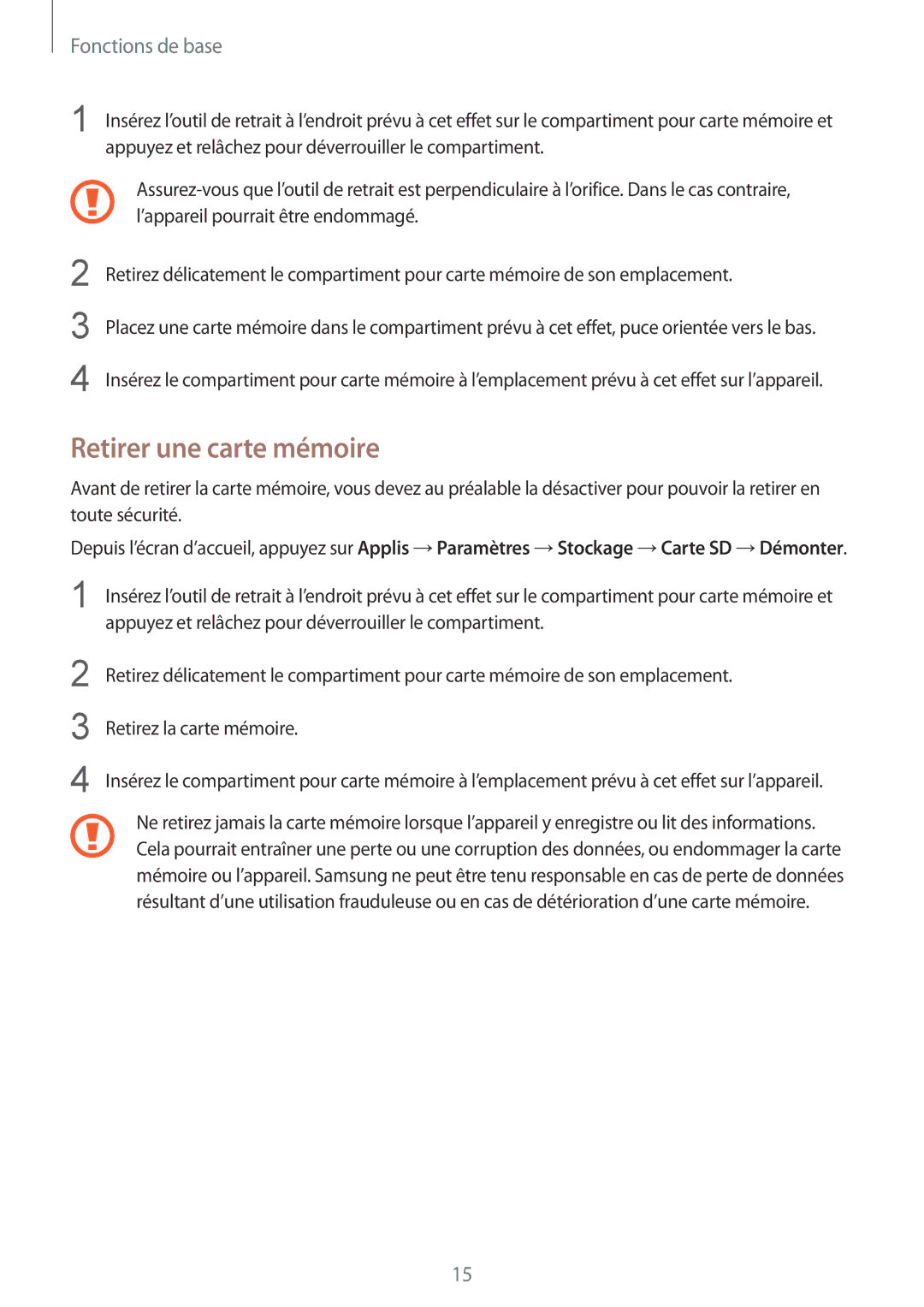 Samsung SM-T715NZWEXEF, SM-T815NZWEXEF manual Retirer une carte mémoire 