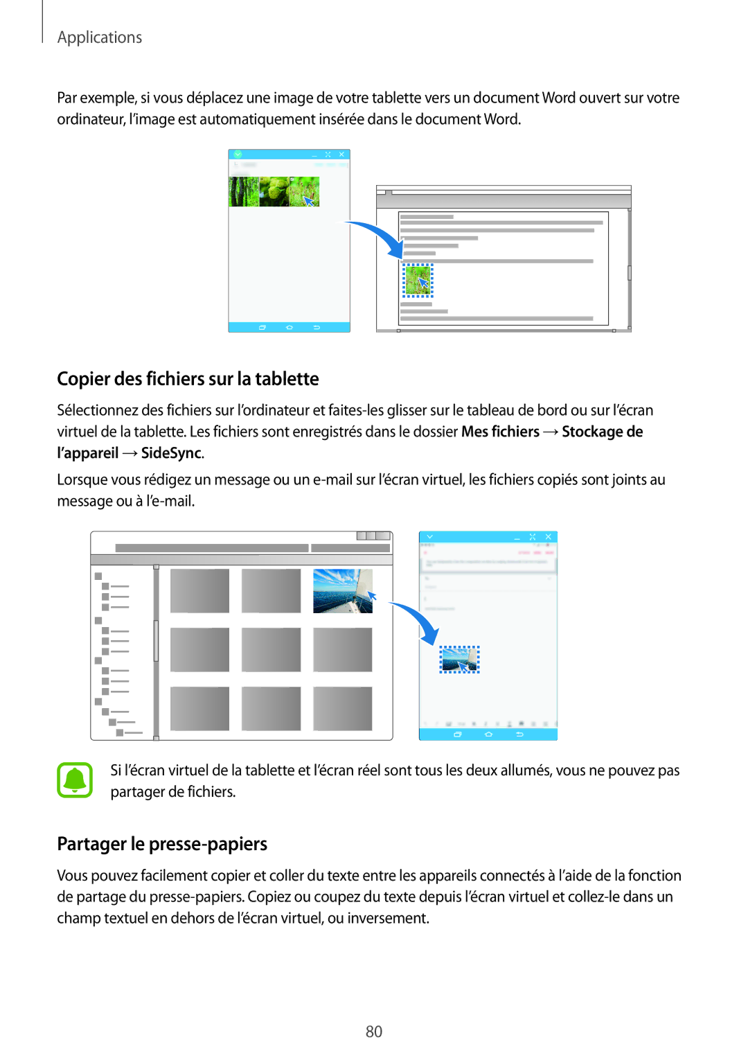 Samsung SM-T815NZWEXEF, SM-T715NZWEXEF manual Copier des fichiers sur la tablette, Partager le presse-papiers 