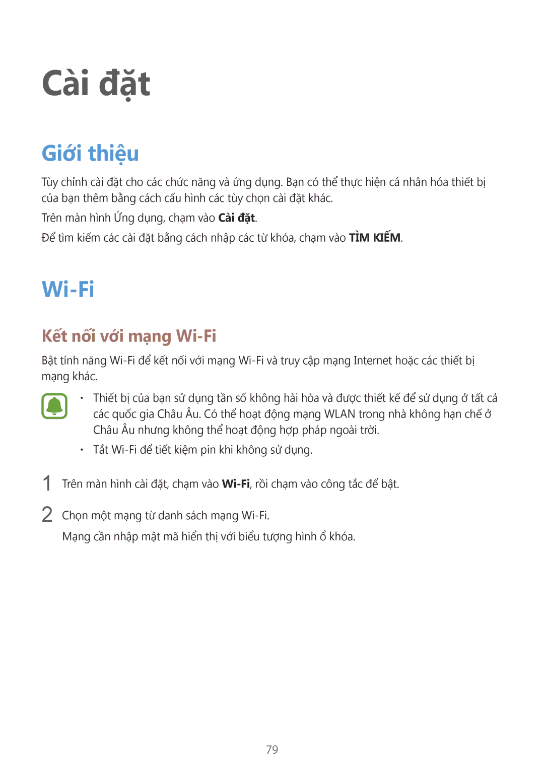 Samsung SM-T815YZWEXXV, SM-T815YZDEXXV, SM-T815YZKEXXV manual Giới thiệu, Kết nối với mạng Wi-Fi 