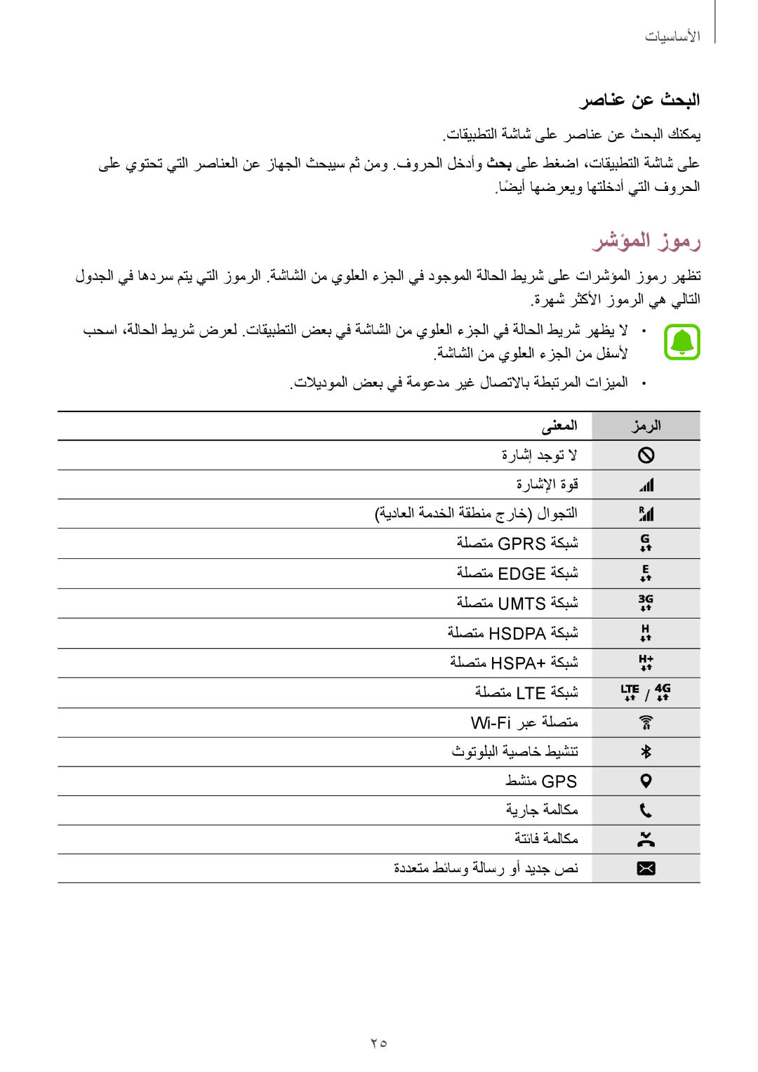 Samsung SM-T819NZKEKSA, SM-T819NZDEKSA, SM-T819NZWEKSA, SM-T719NZWEKSA manual رشؤملا زومر, رصانع نع ثحبلا, ىنعملا زمرلا 