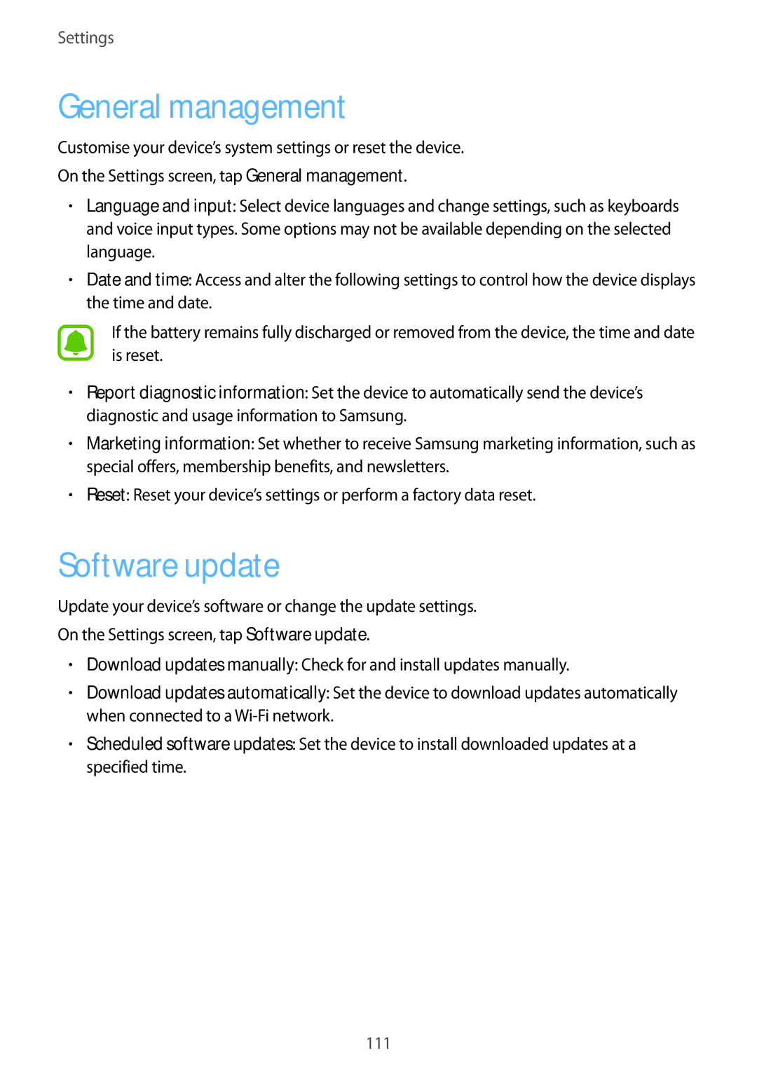 Samsung SM-T819NZWEPHE, SM-T819NZKEDBT, SM-T719NZKEDBT, SM-T719NZWEDBT, SM-T819NZWEDBT General management, Software update 