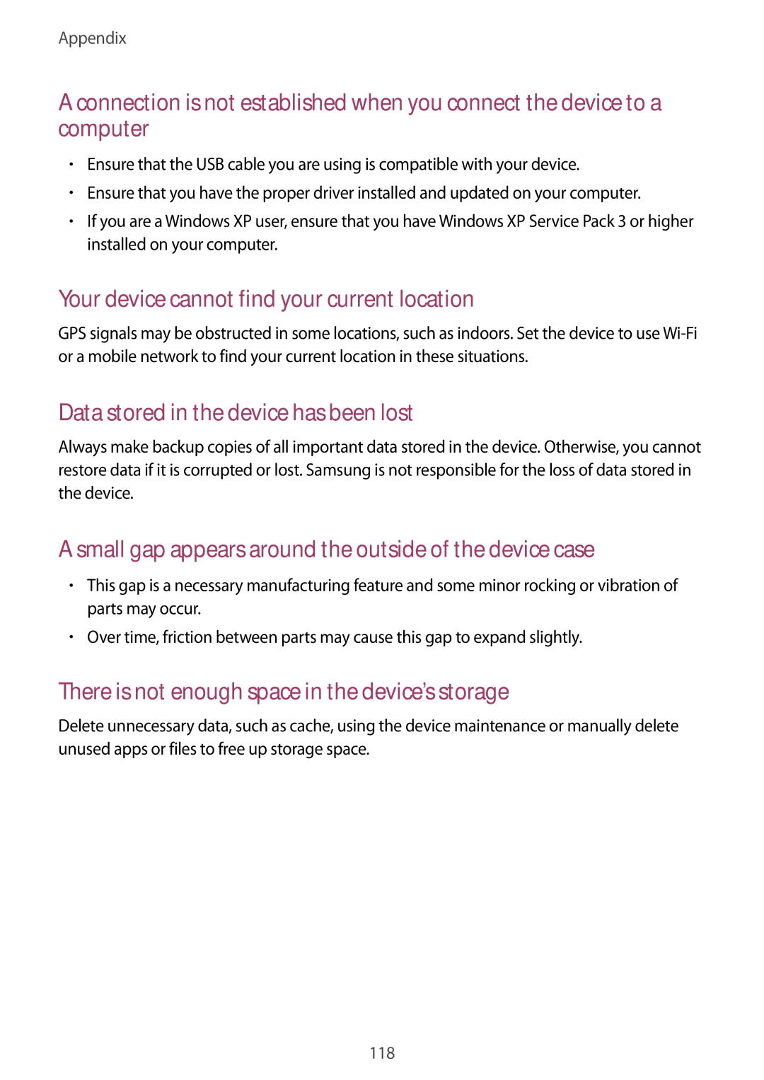 Samsung SM-T719NZKEKSA, SM-T819NZKEDBT, SM-T719NZKEDBT, SM-T719NZWEDBT manual Your device cannot find your current location 