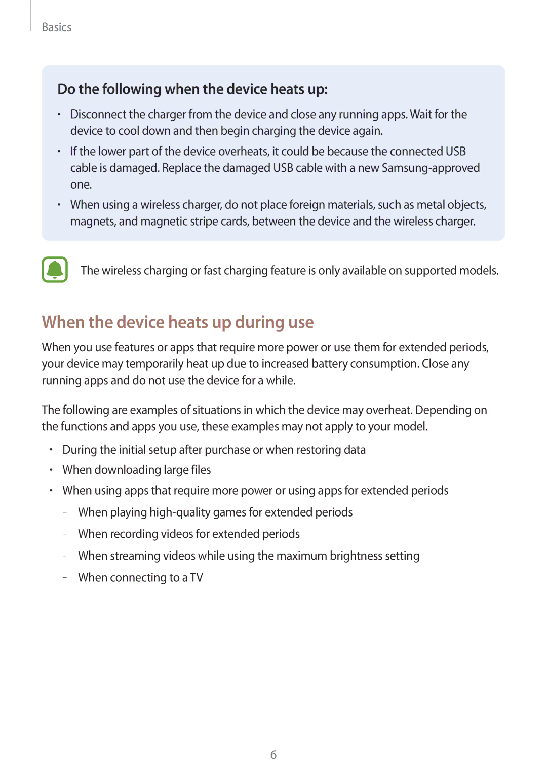 Samsung SM-T719NZKEXEF, SM-T819NZKEDBT manual When the device heats up during use, Do the following when the device heats up 