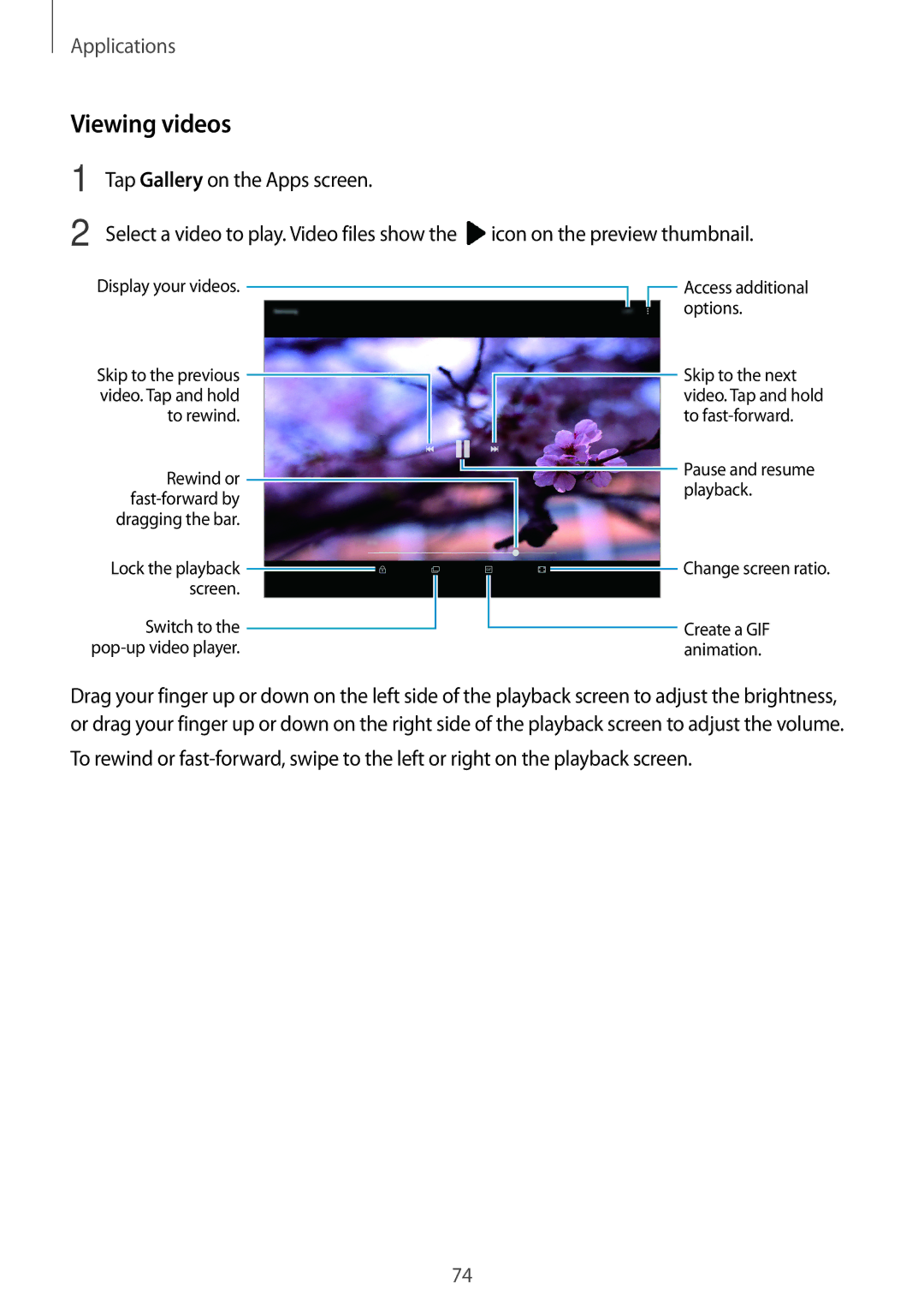 Samsung SM-T719NZKEBGL, SM-T819NZKEDBT, SM-T719NZKEDBT, SM-T719NZWEDBT, SM-T819NZWEDBT, SM-T819NZWEXEF manual Viewing videos 